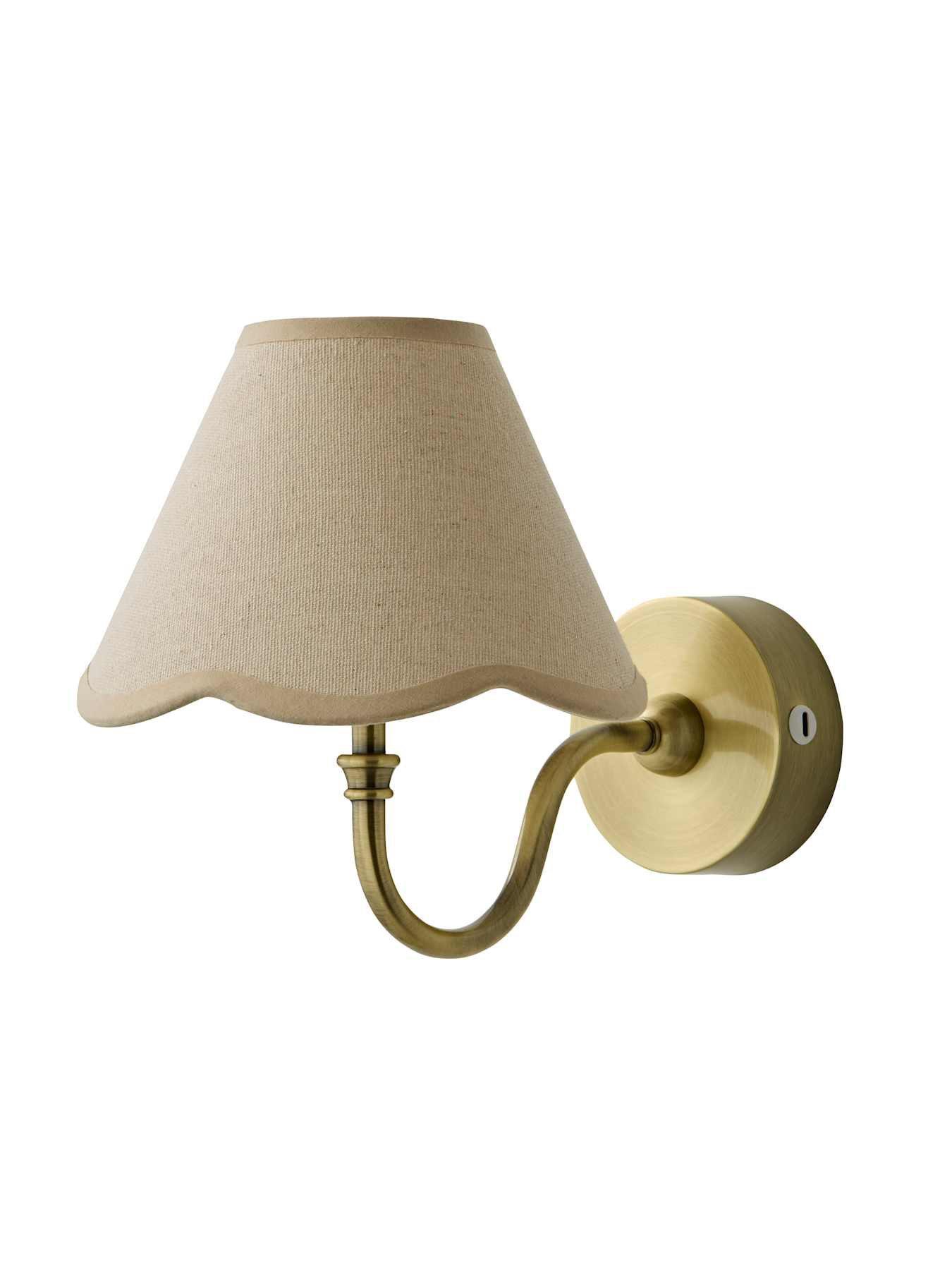 Image 6 of 6 of ValueLights Lowe Brushed Gold Rechargeable Wall Light Base With Florie Natural Shade