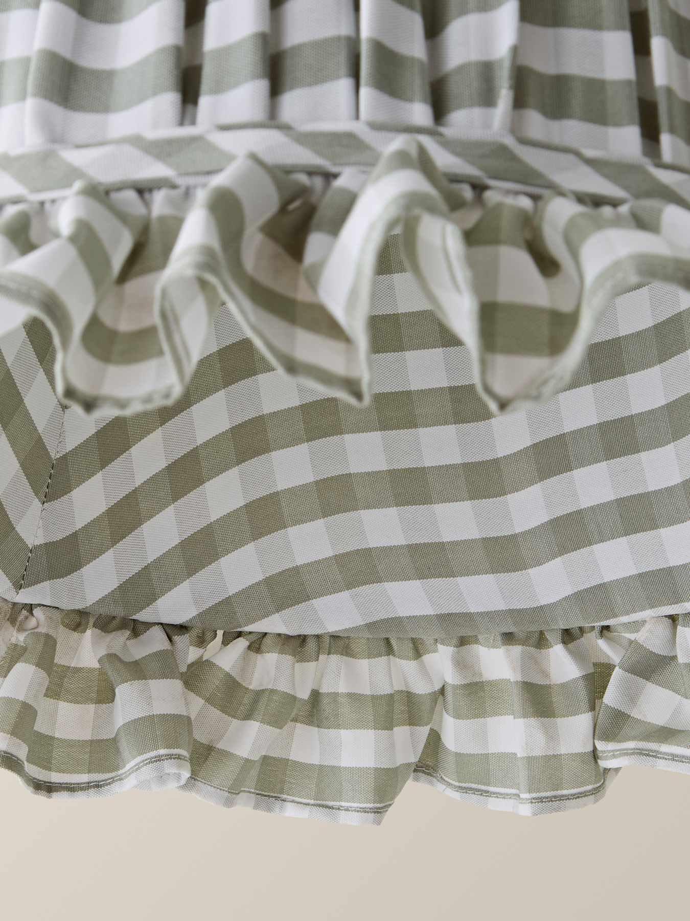 Image 5 of 6 of ValueLights Faye Green Check Taper Shade With Ruffle Trim