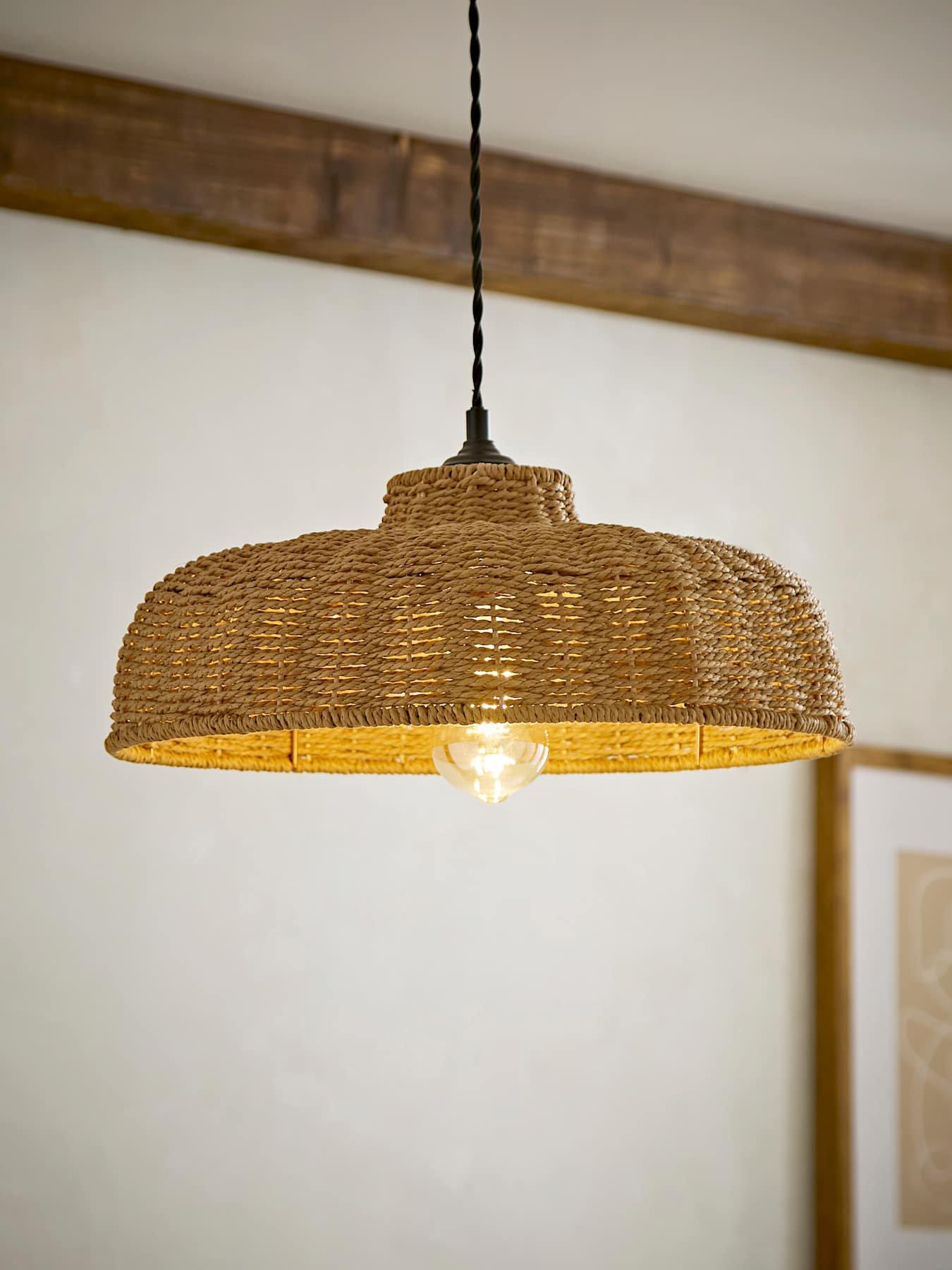 Image 1 of 6 of ValueLights Neveah Rattan Dome Shade