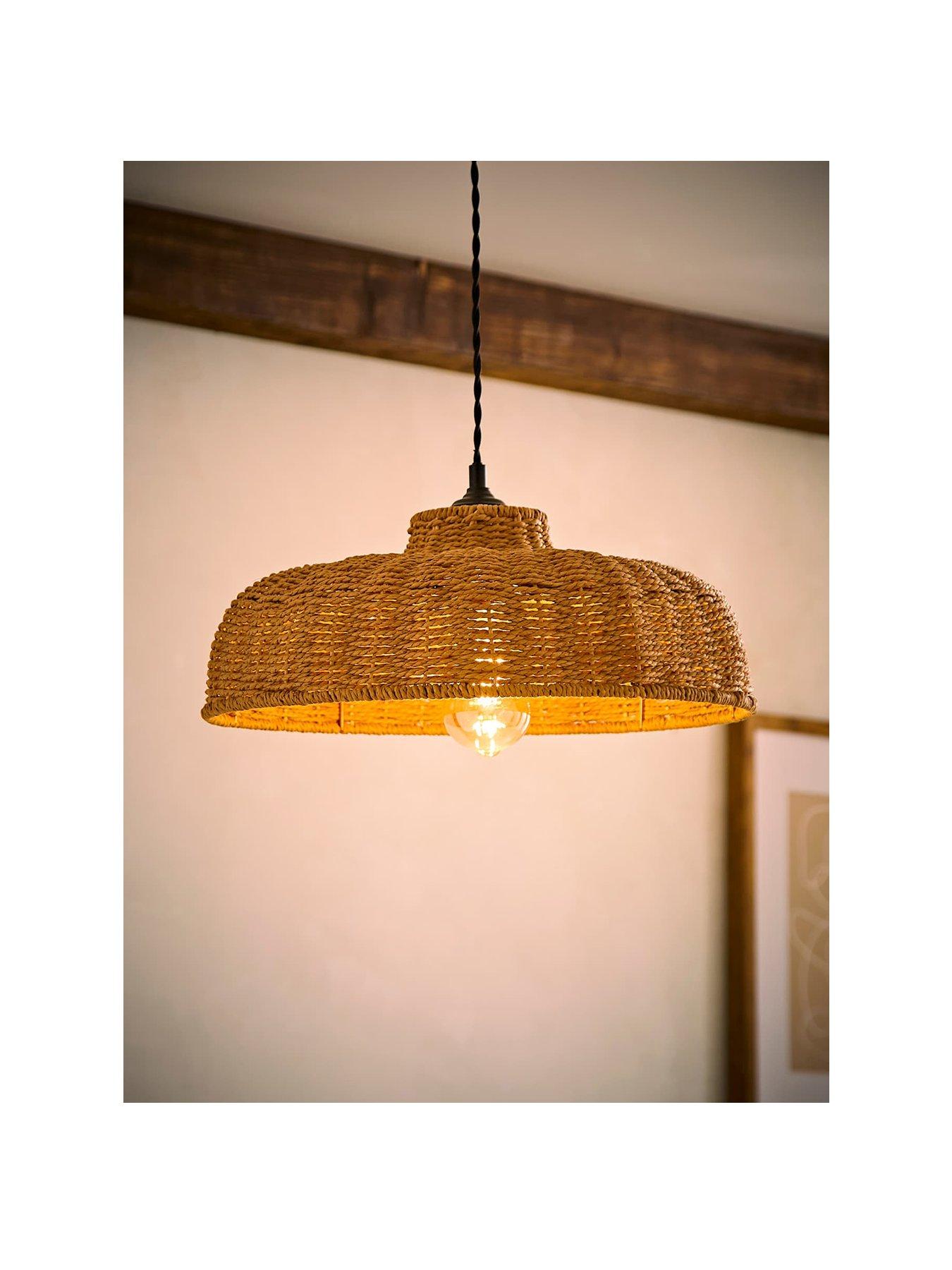 Image 2 of 6 of ValueLights Neveah Rattan Dome Shade
