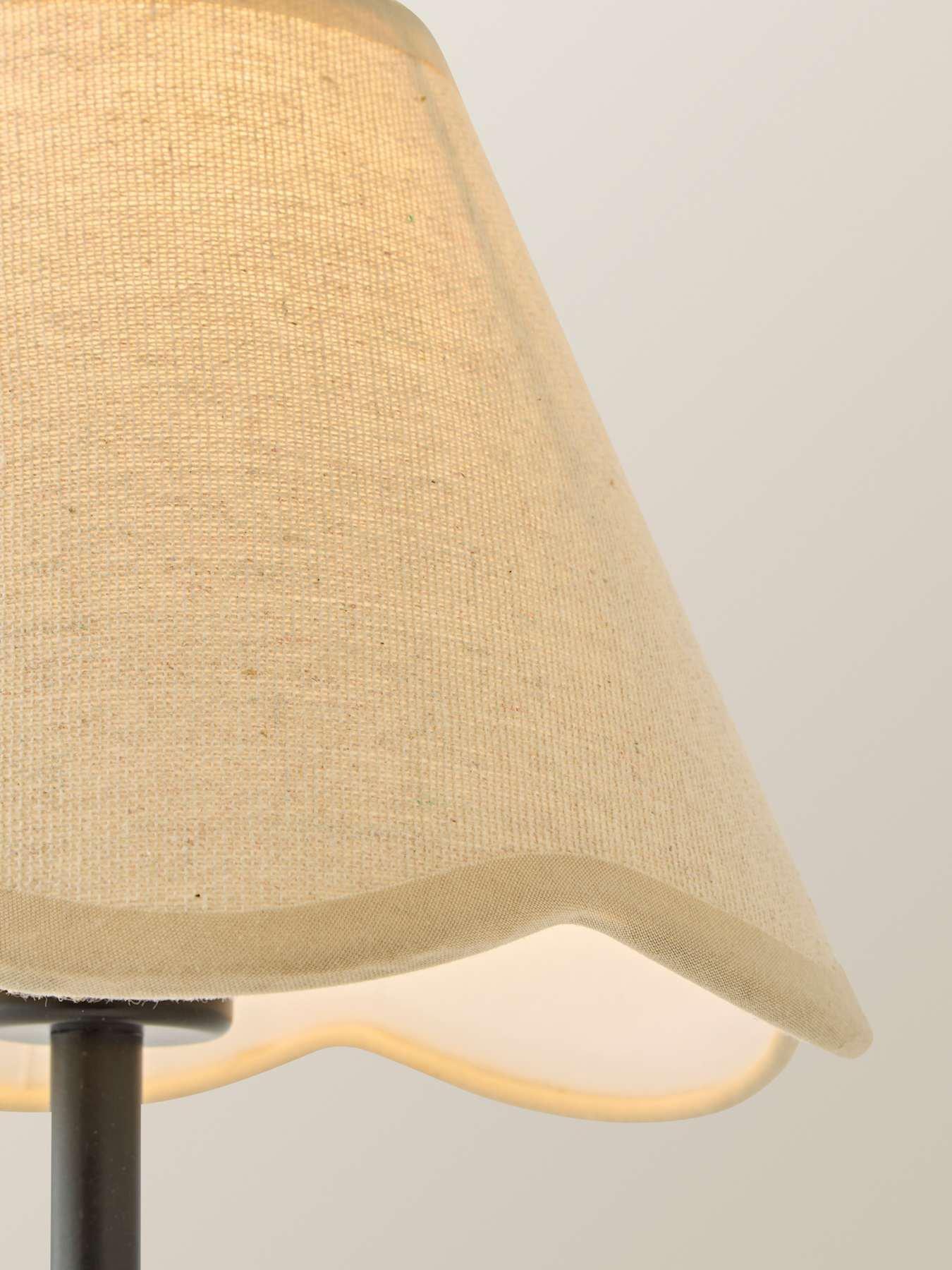 Image 4 of 6 of ValueLights Lowe Matte Black Rechargeable Table Lamp With Florie Natural Shade