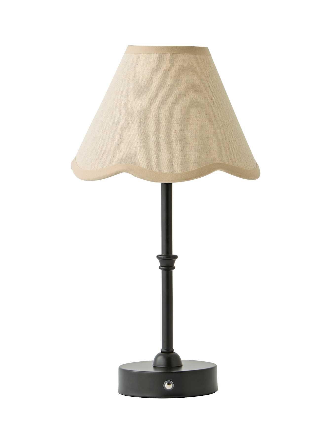 Image 6 of 6 of ValueLights Lowe Matte Black Rechargeable Table Lamp With Florie Natural Shade