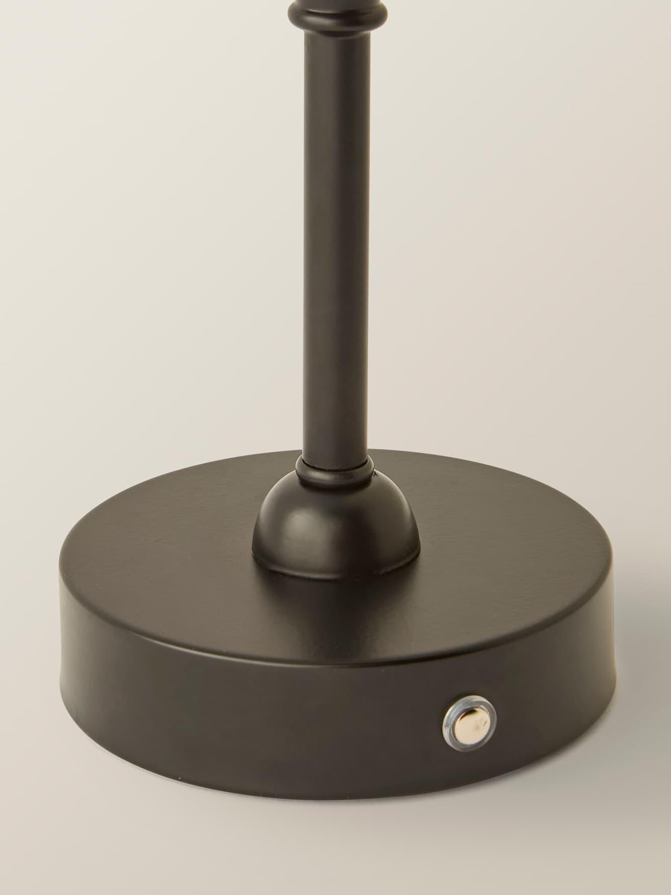 Image 5 of 6 of ValueLights Lowe Matte Black Rechargeable Table Lamp With Linen Taper Shade