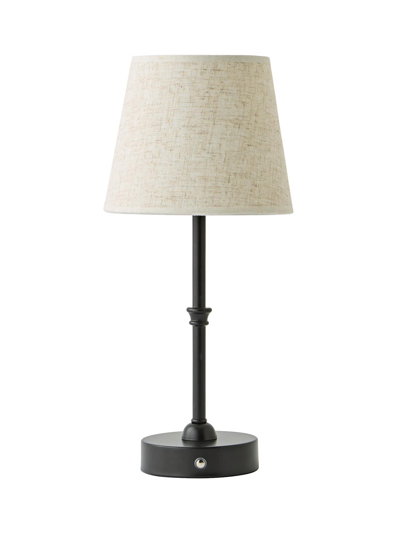 Image 6 of 6 of ValueLights Lowe Matte Black Rechargeable Table Lamp With Linen Taper Shade