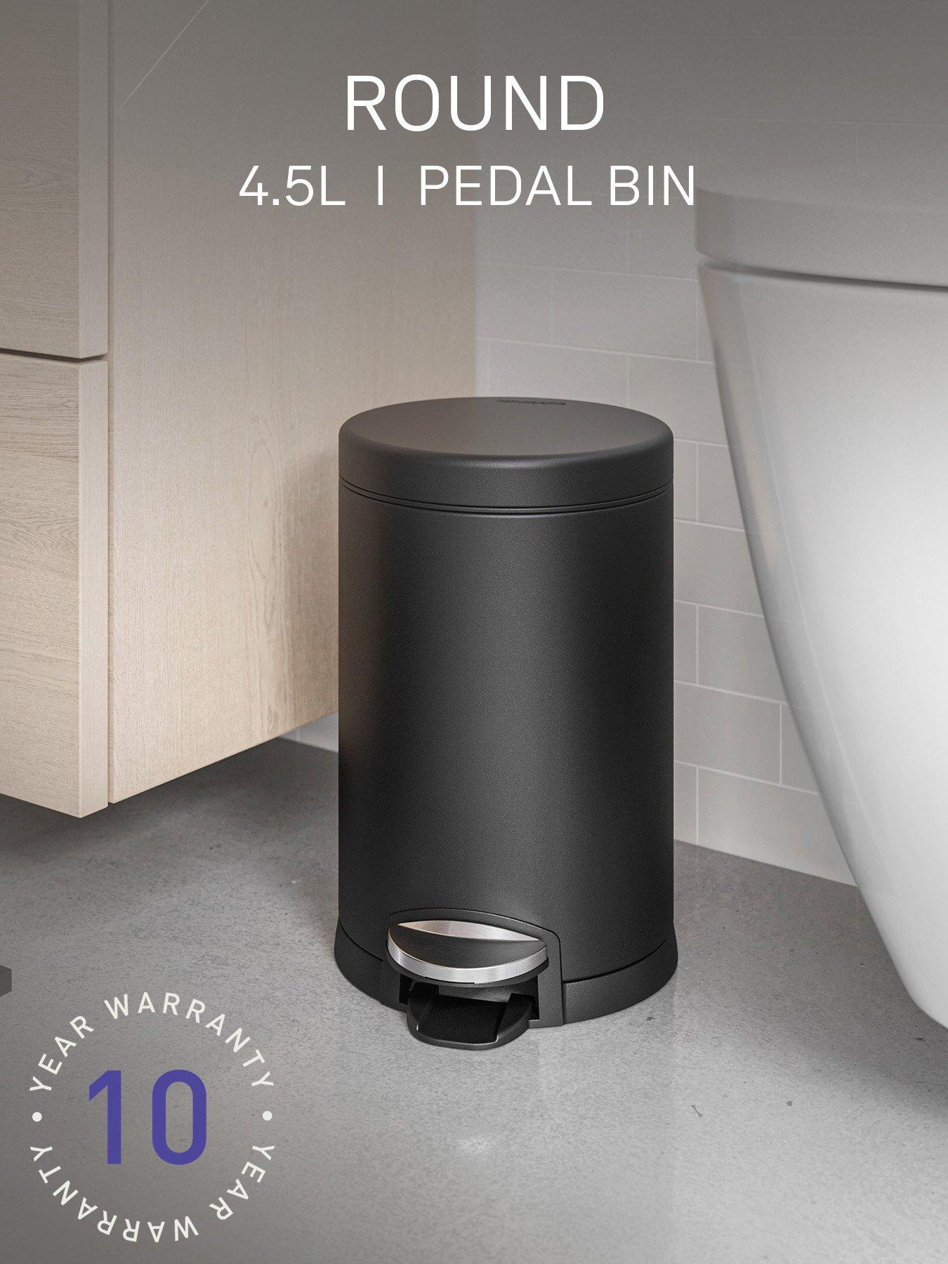 Image 1 of 7 of Simplehuman 4.5l Round Bin, Matte Black Steel