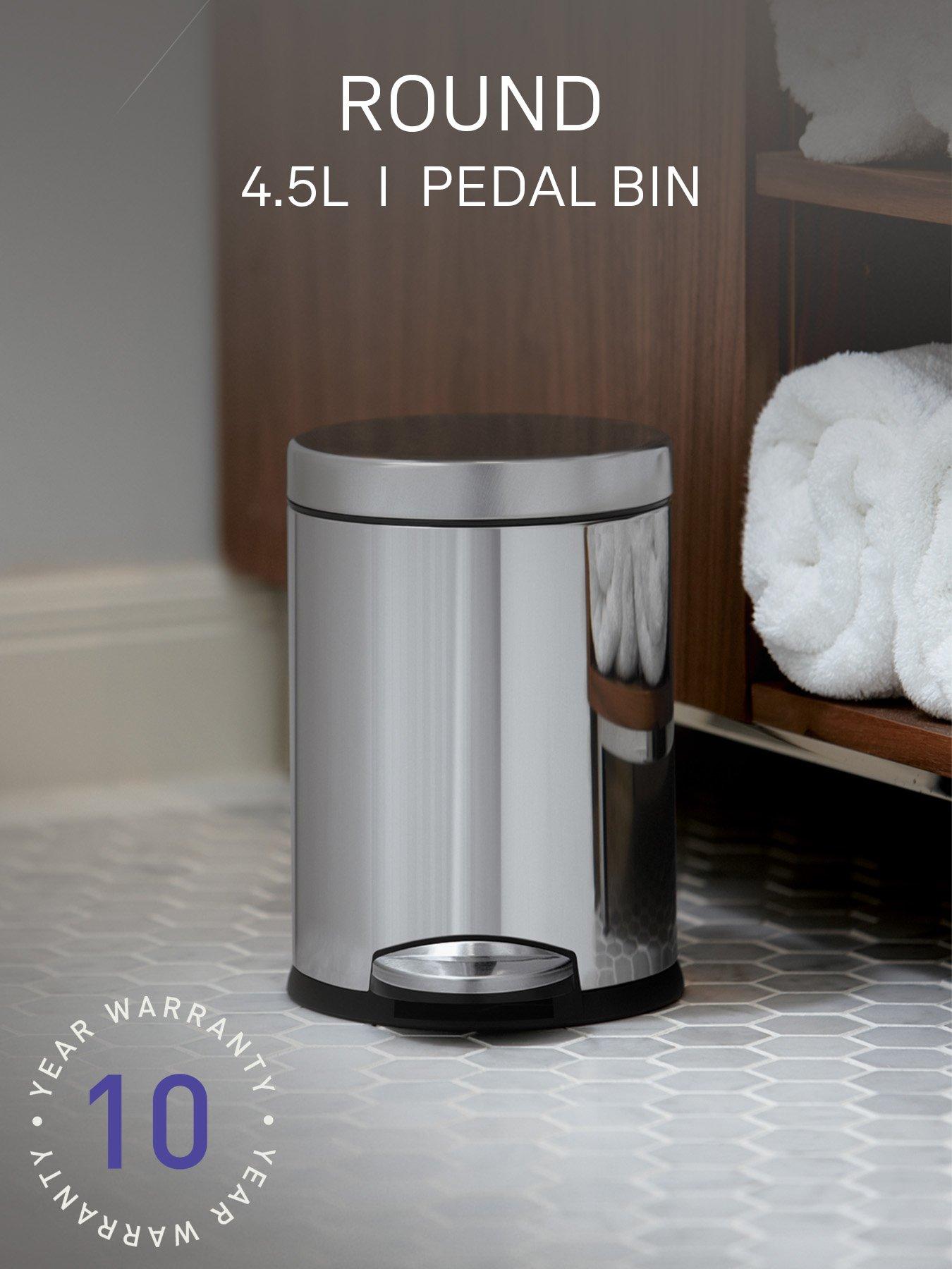 Image 1 of 7 of Simplehuman 4.5l Round Pedal Bin, Polished Steel
