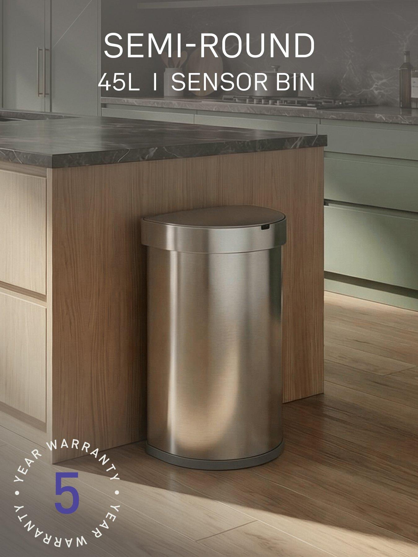 Image 1 of 7 of Simplehuman 45l Semi-round Sensor Bin, Brushed Stainless Steel