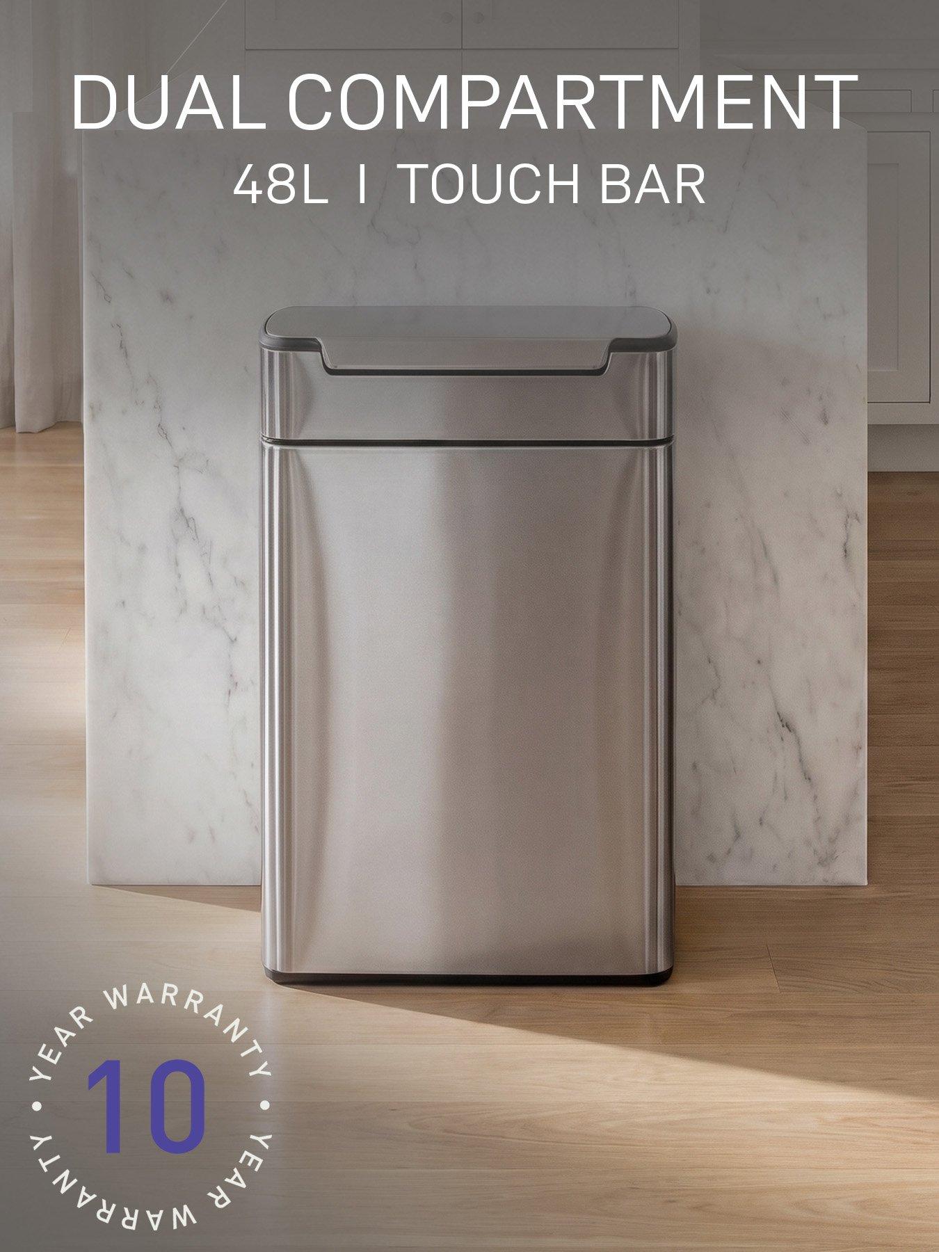 Image 1 of 7 of Simplehuman 48l Touch-bar Recycling Bin, Brushed Stainless Steel