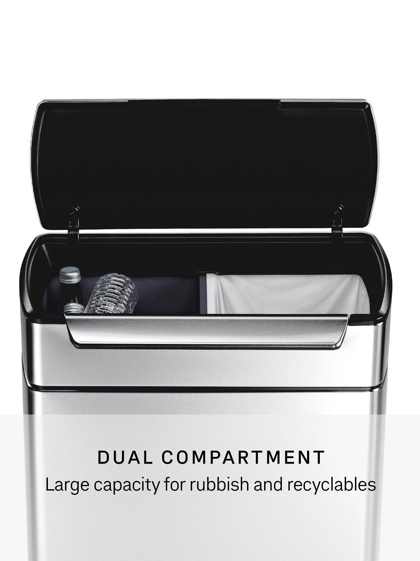 Image 3 of 7 of Simplehuman 48l Touch-bar Recycling Bin, Brushed Stainless Steel