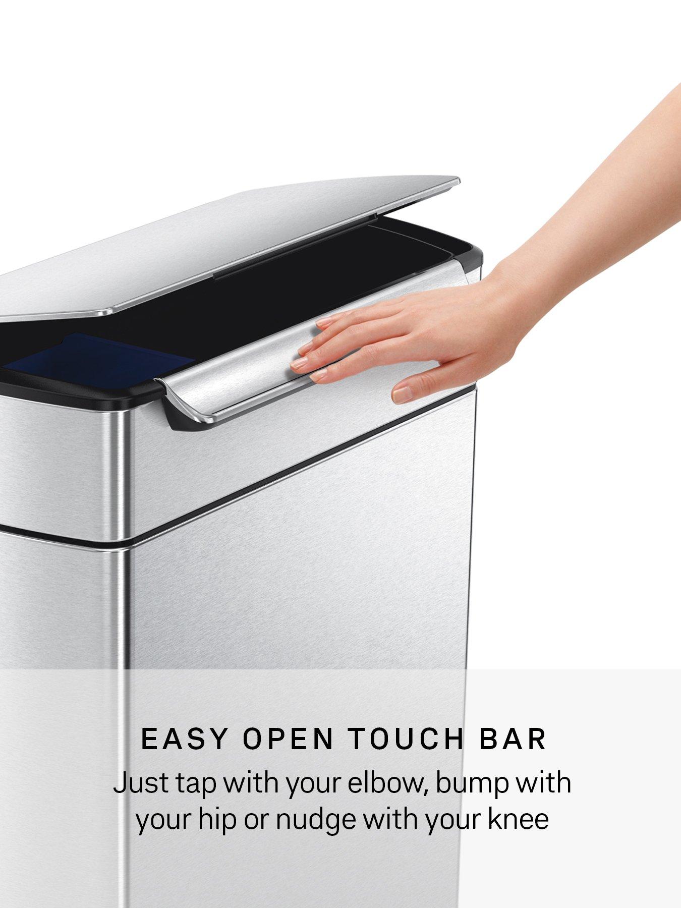 Image 4 of 7 of Simplehuman 48l Touch-bar Recycling Bin, Brushed Stainless Steel