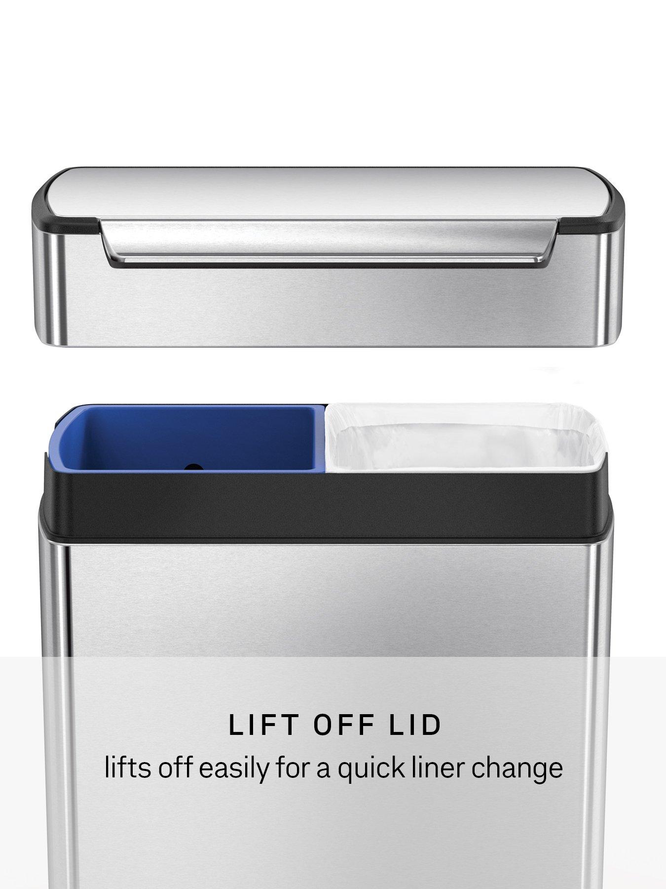 Image 5 of 7 of Simplehuman 48l Touch-bar Recycling Bin, Brushed Stainless Steel