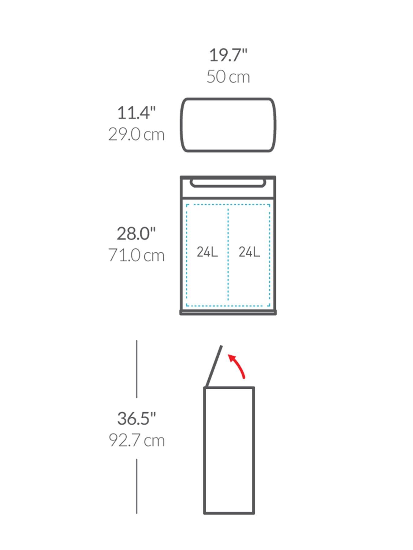 Image 7 of 7 of Simplehuman 48l Touch-bar Recycling Bin, Brushed Stainless Steel
