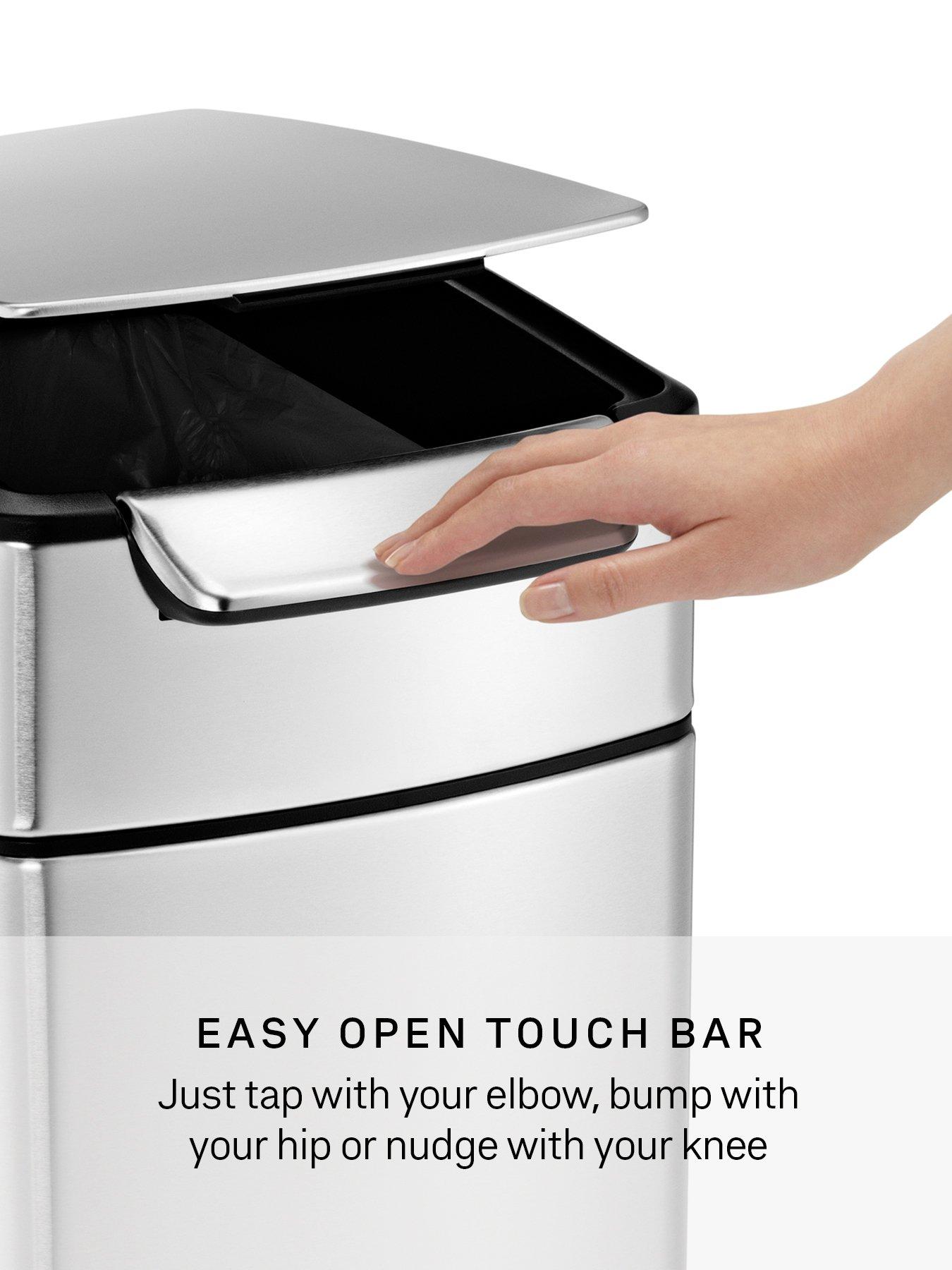Image 3 of 7 of Simplehuman 40l Slim Touch-bar Bin, Brushed Stainless Steel