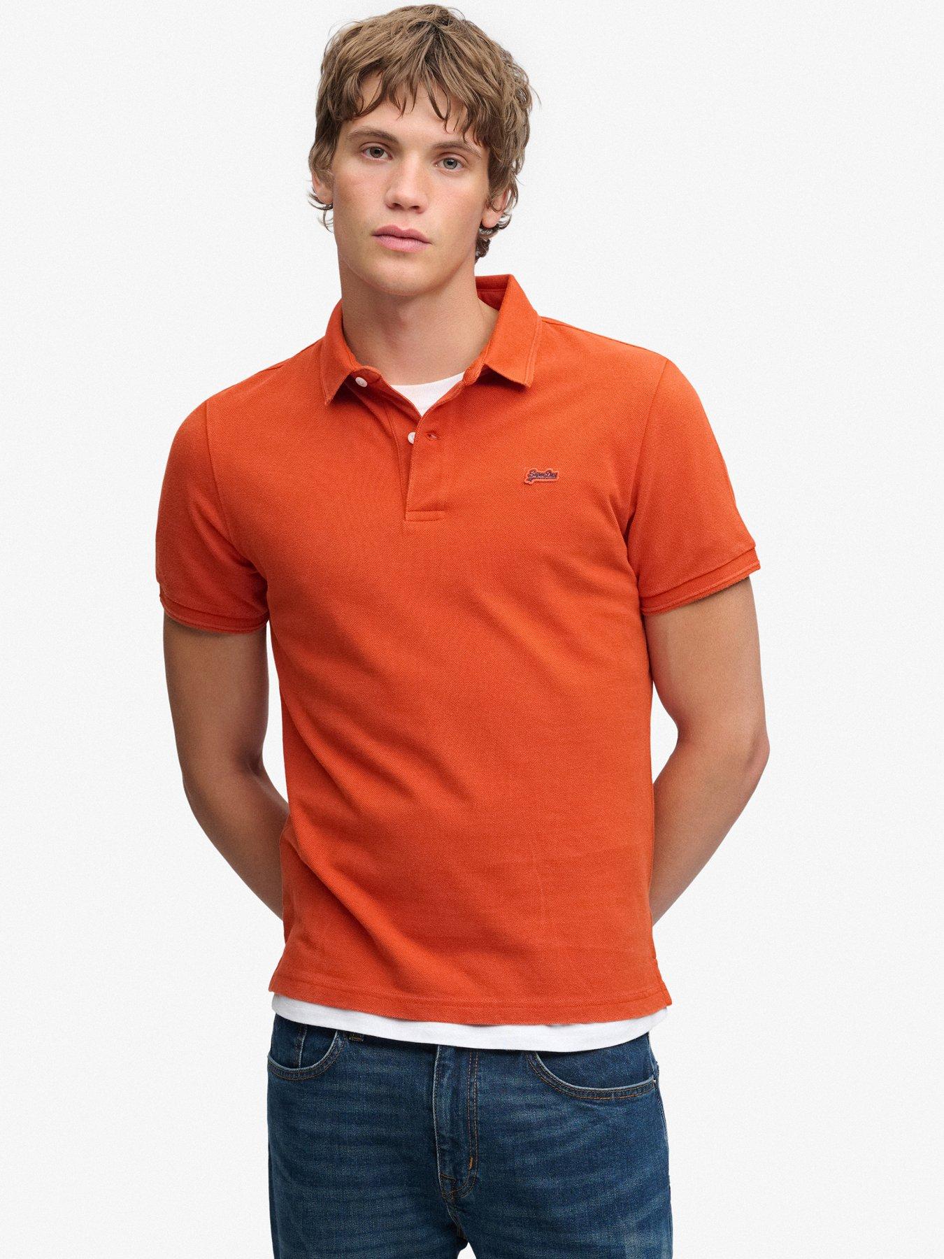 Image 1 of 7 of Superdry Mens Classic Pique Relaxed Fit Cotton Polo Shirt - Orange