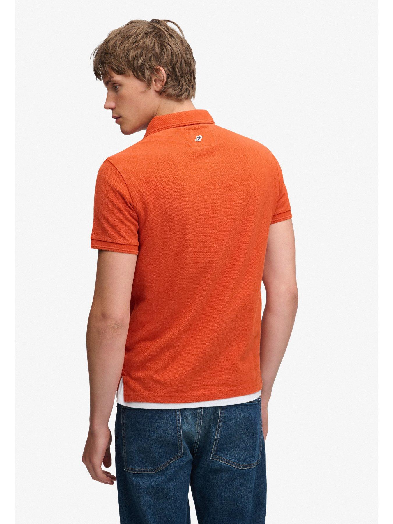 Image 2 of 7 of Superdry Mens Classic Pique Relaxed Fit Cotton Polo Shirt - Orange