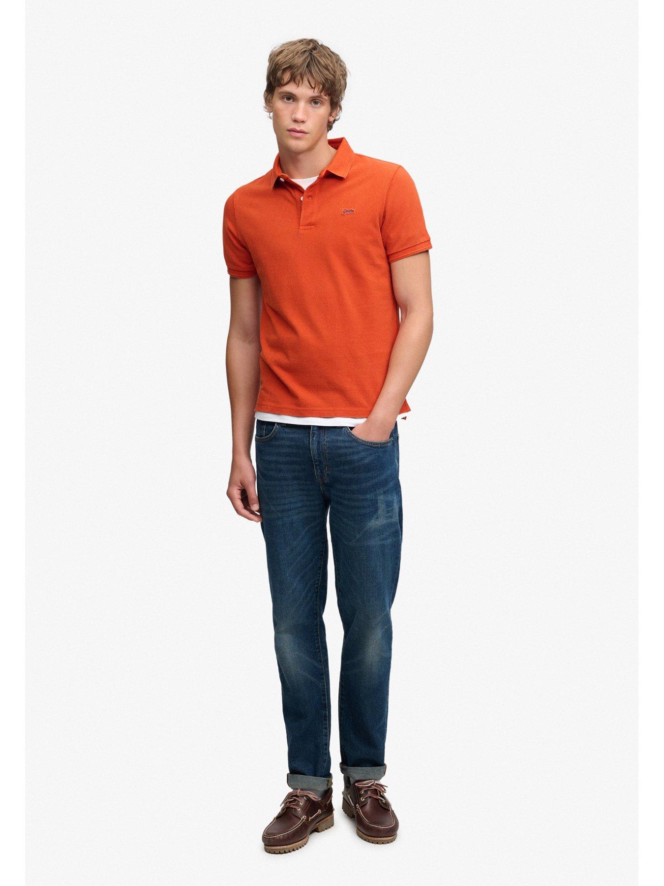 Image 3 of 7 of Superdry Mens Classic Pique Relaxed Fit Cotton Polo Shirt - Orange