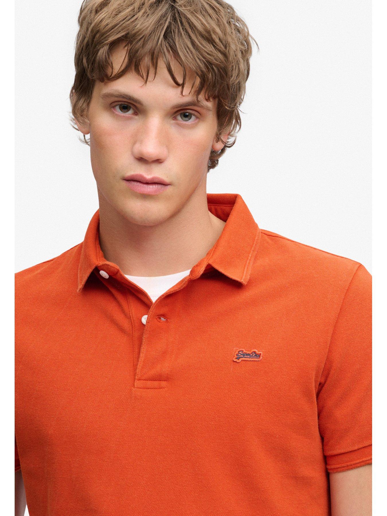 Image 4 of 7 of Superdry Mens Classic Pique Relaxed Fit Cotton Polo Shirt - Orange