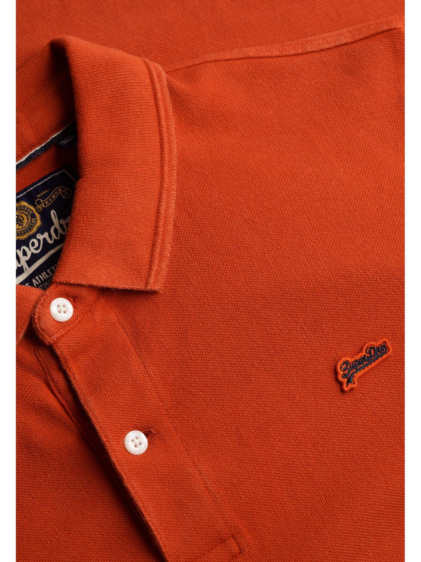 Image 6 of 7 of Superdry Mens Classic Pique Relaxed Fit Cotton Polo Shirt - Orange