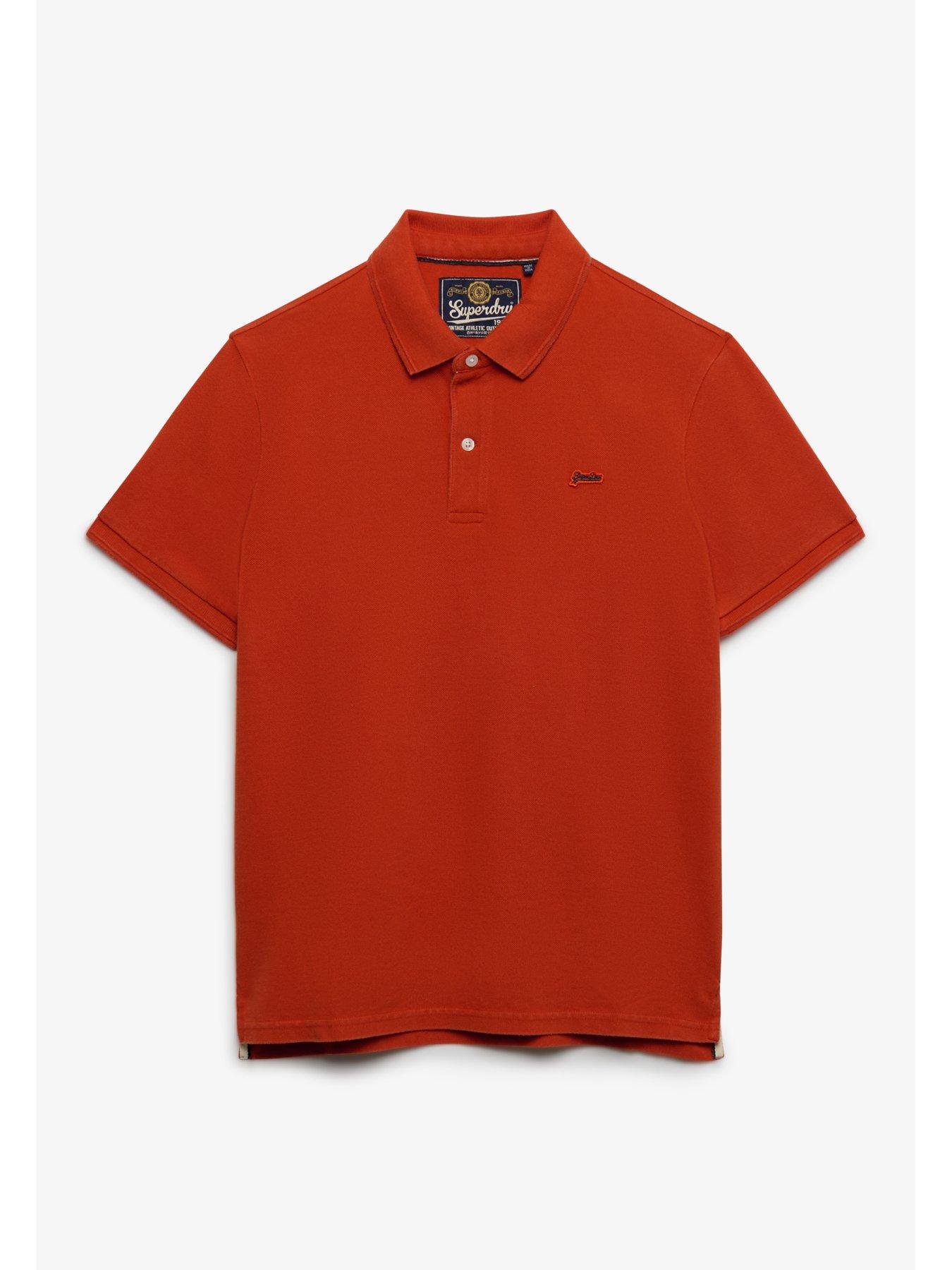 Image 7 of 7 of Superdry Mens Classic Pique Relaxed Fit Cotton Polo Shirt - Orange
