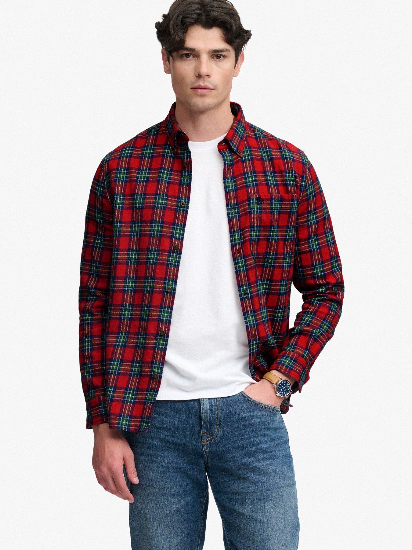 Image 1 of 6 of Superdry Long Sleeve Cotton Lumberjack Shirt - Red