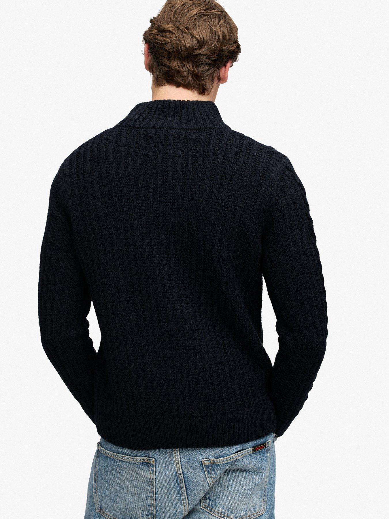 Image 2 of 6 of Superdry Superdry Jacob Cable Half Zip Knit Jumper - Navy