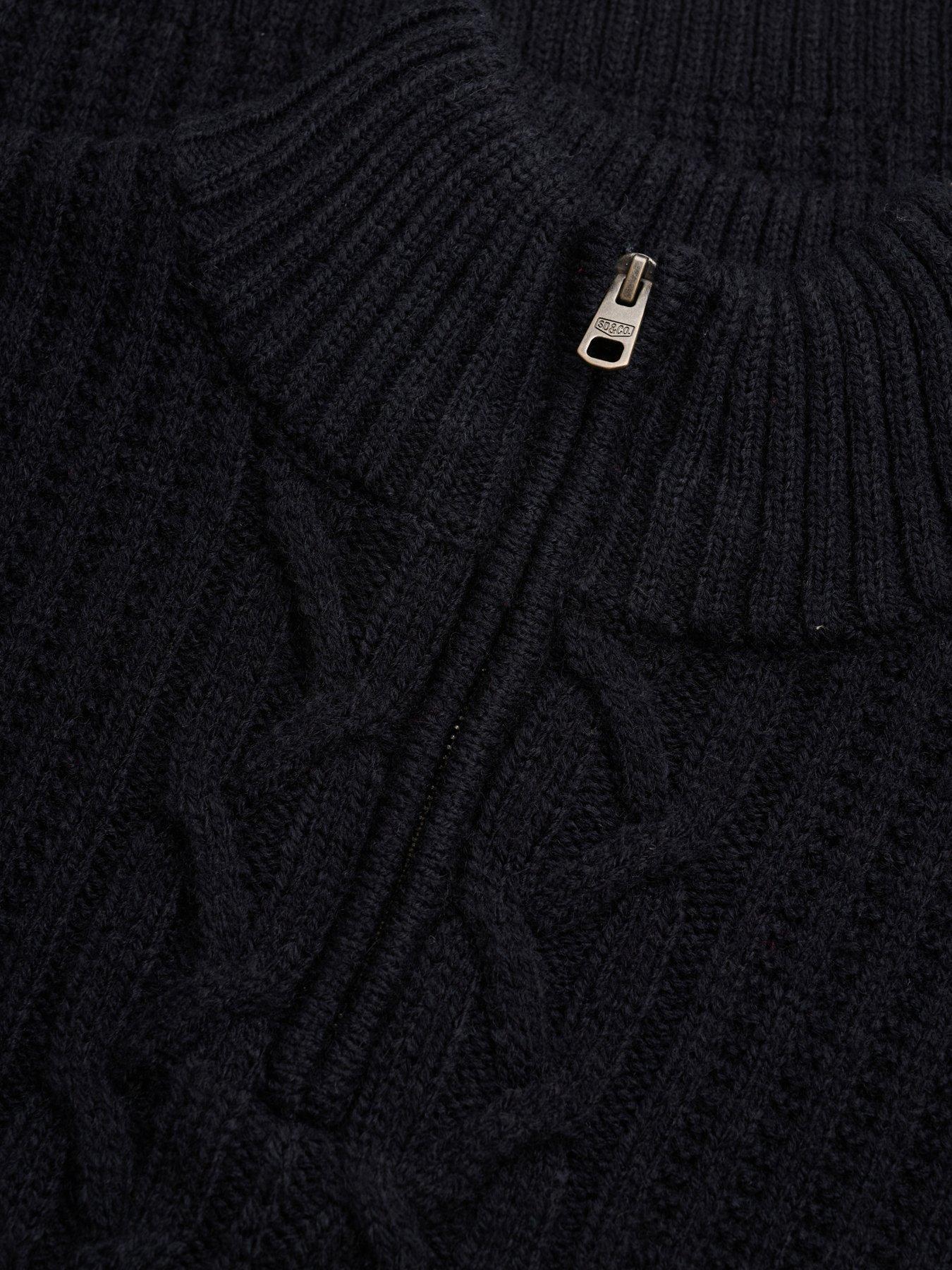 Image 6 of 6 of Superdry Superdry Jacob Cable Half Zip Knit Jumper - Navy
