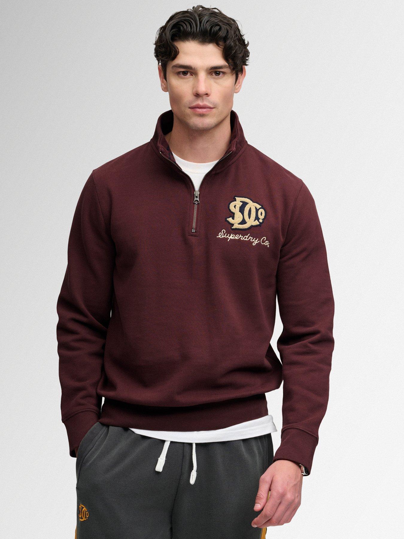 Image 1 of 7 of Superdry Superdry Vintage Athletic Half Zip Sweat - Dark Red
