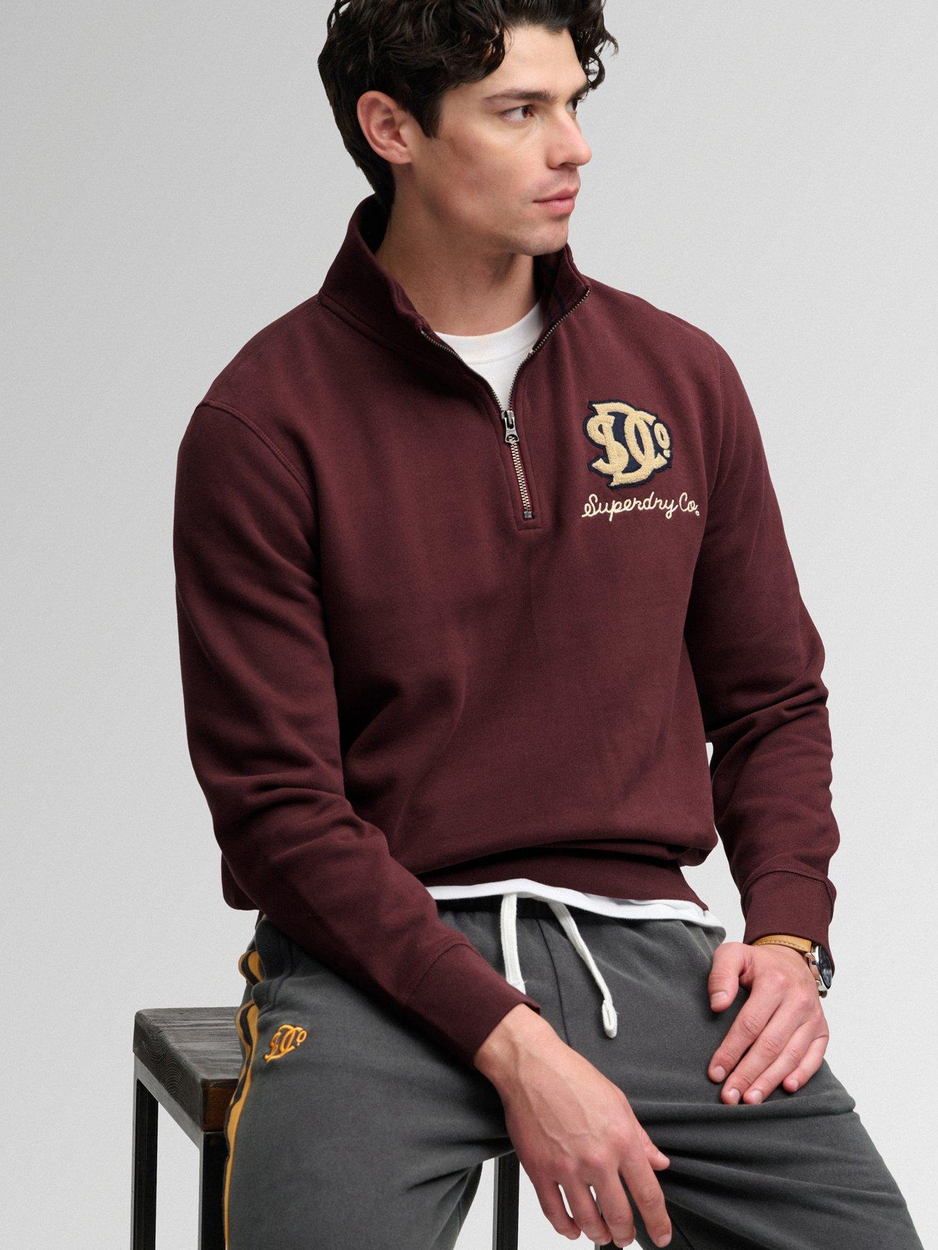 Image 4 of 7 of Superdry Superdry Vintage Athletic Half Zip Sweat - Dark Red