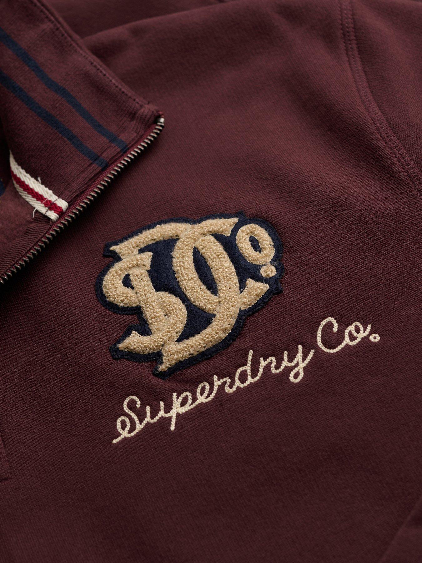 Image 6 of 7 of Superdry Superdry Vintage Athletic Half Zip Sweat - Dark Red