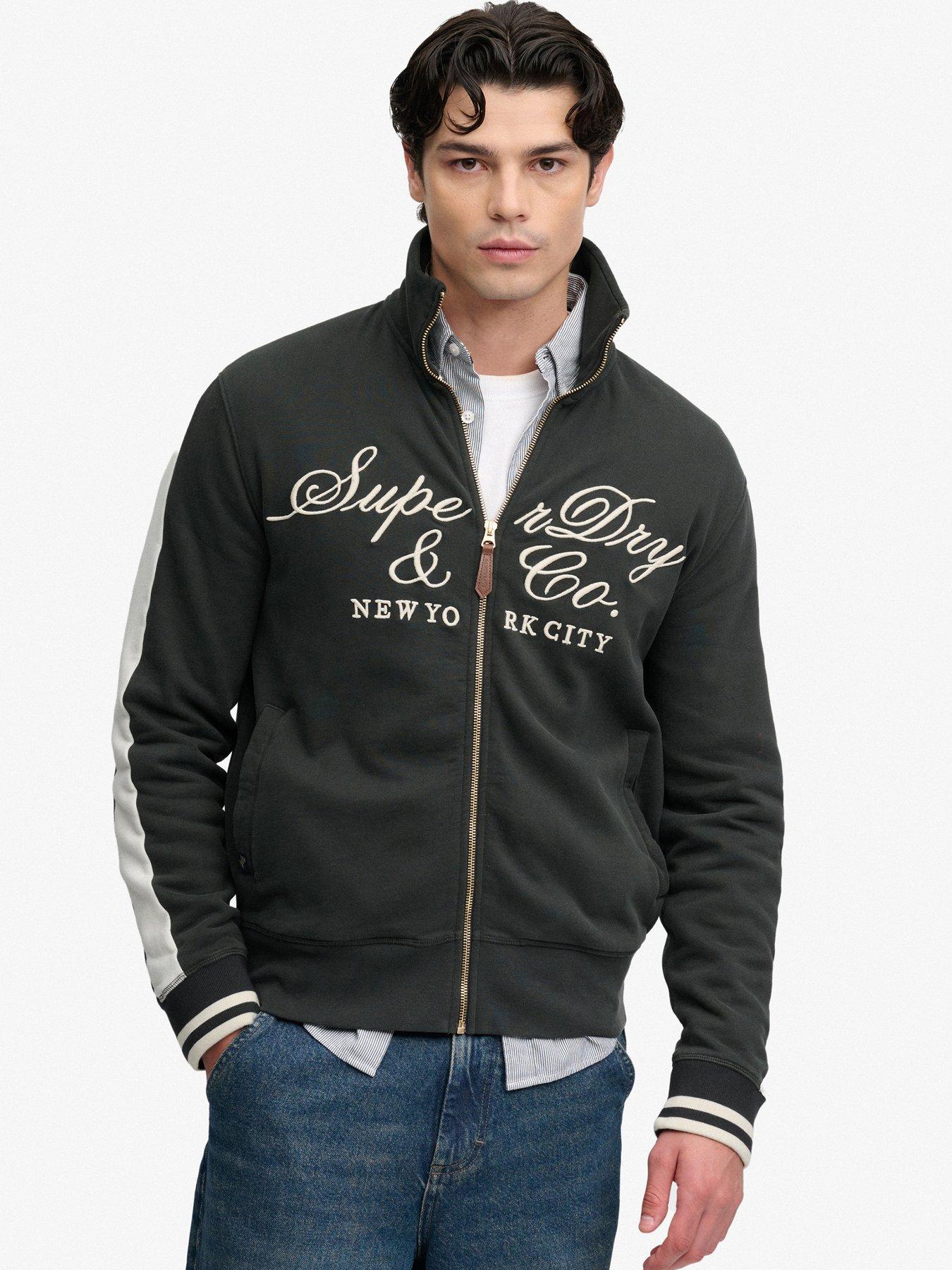 Image 1 of 6 of Superdry Superdry Company Logo Script Track Top - Black