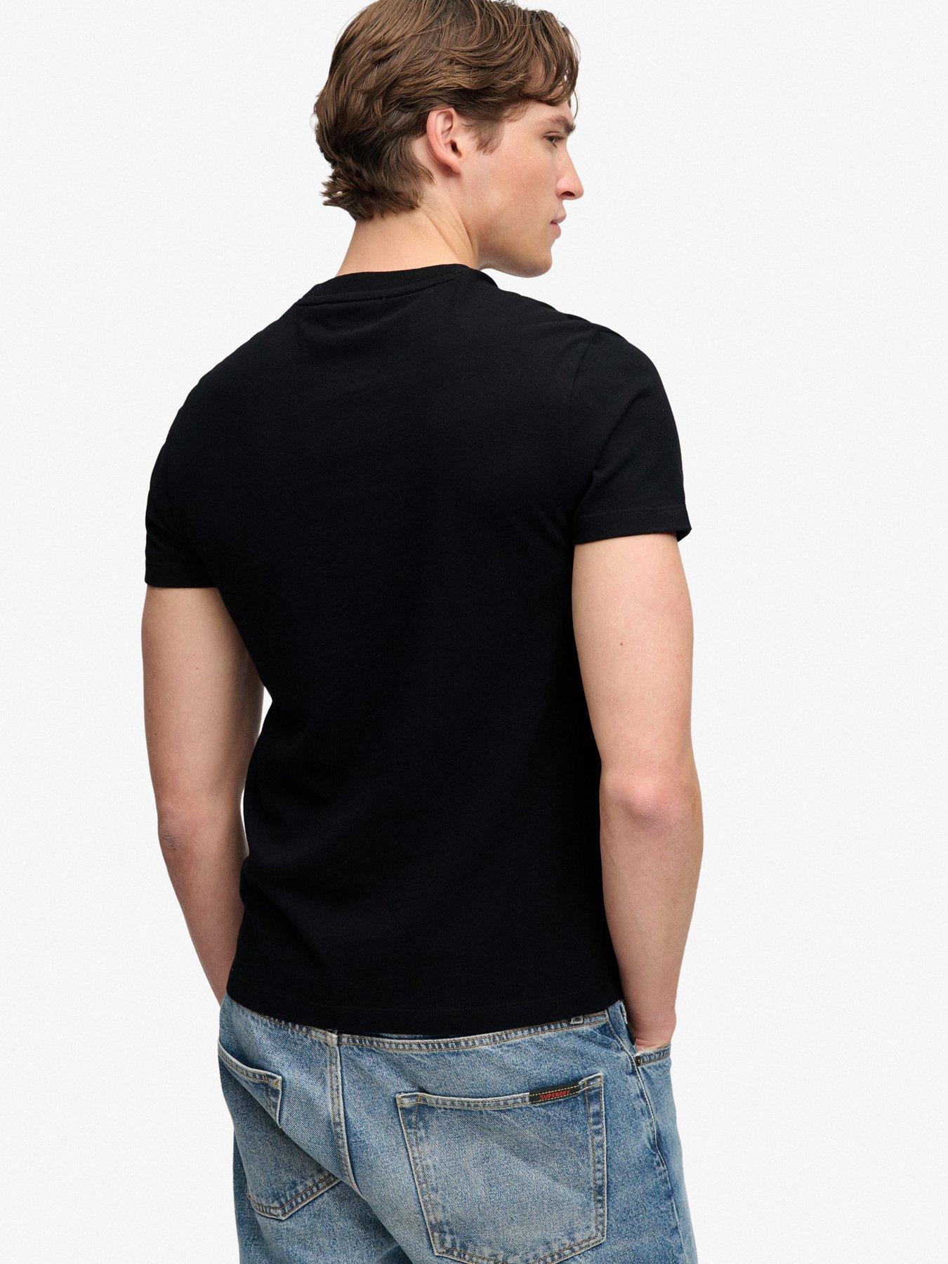 Image 2 of 6 of Superdry Mens Essential Stacked Logo Emb T-Shirt - Black