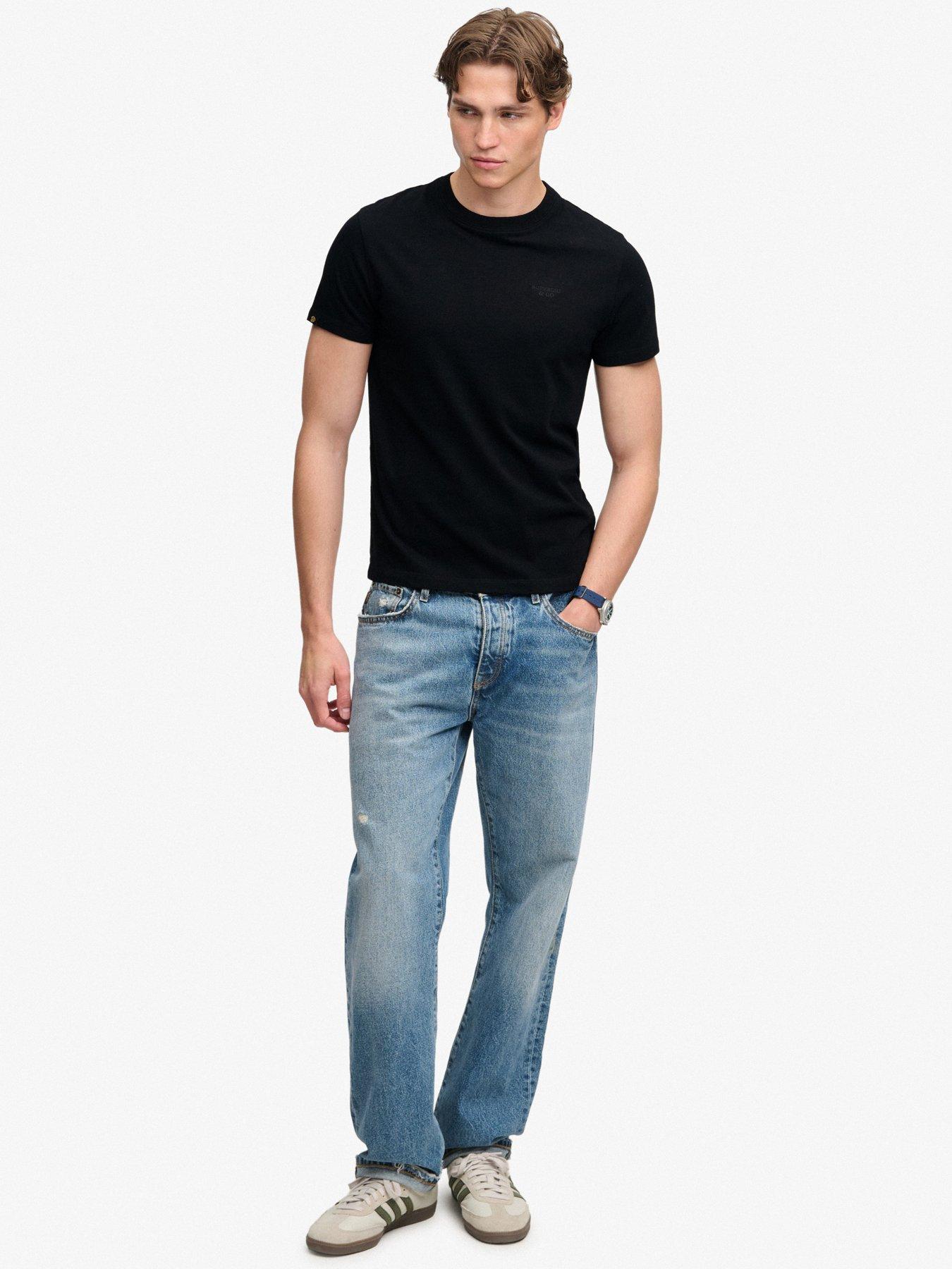 Image 3 of 6 of Superdry Mens Essential Stacked Logo Emb T-Shirt - Black
