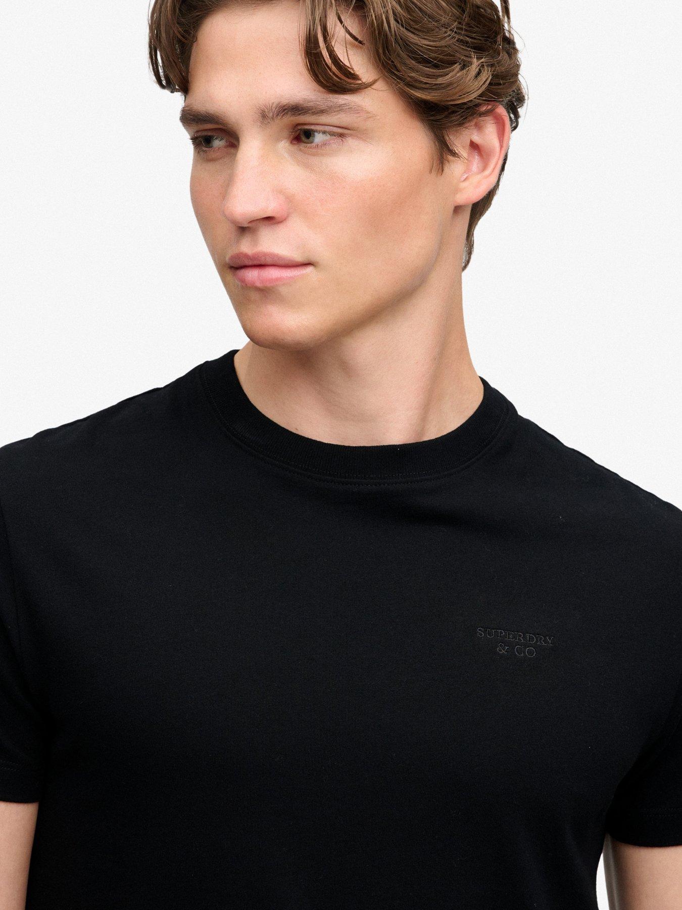Image 5 of 6 of Superdry Mens Essential Stacked Logo Emb T-Shirt - Black