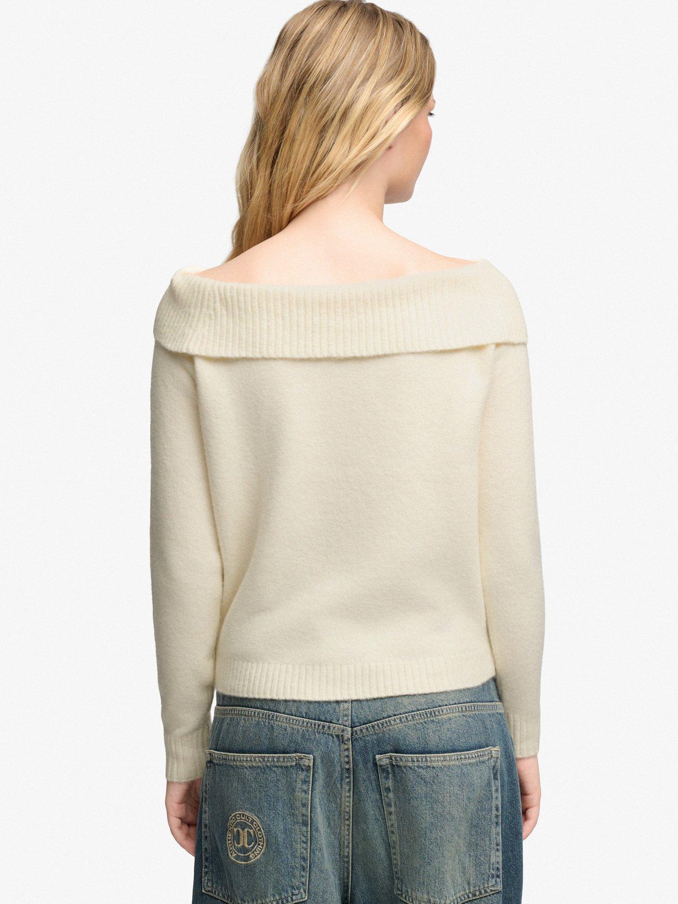 Image 2 of 6 of Superdry Superdry Bardot Knitted Jumper - Off White