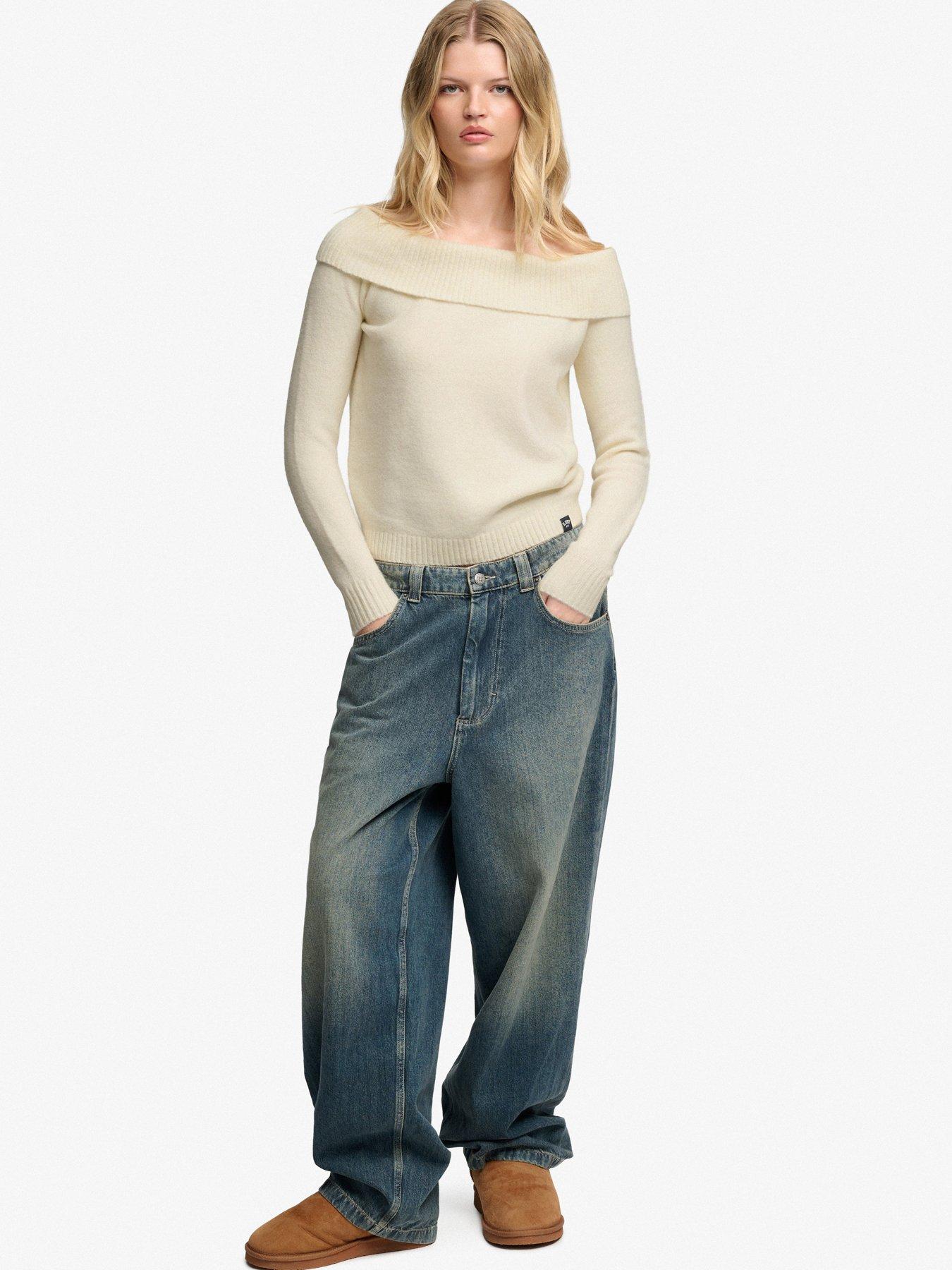 Image 3 of 6 of Superdry Superdry Bardot Knitted Jumper - Off White
