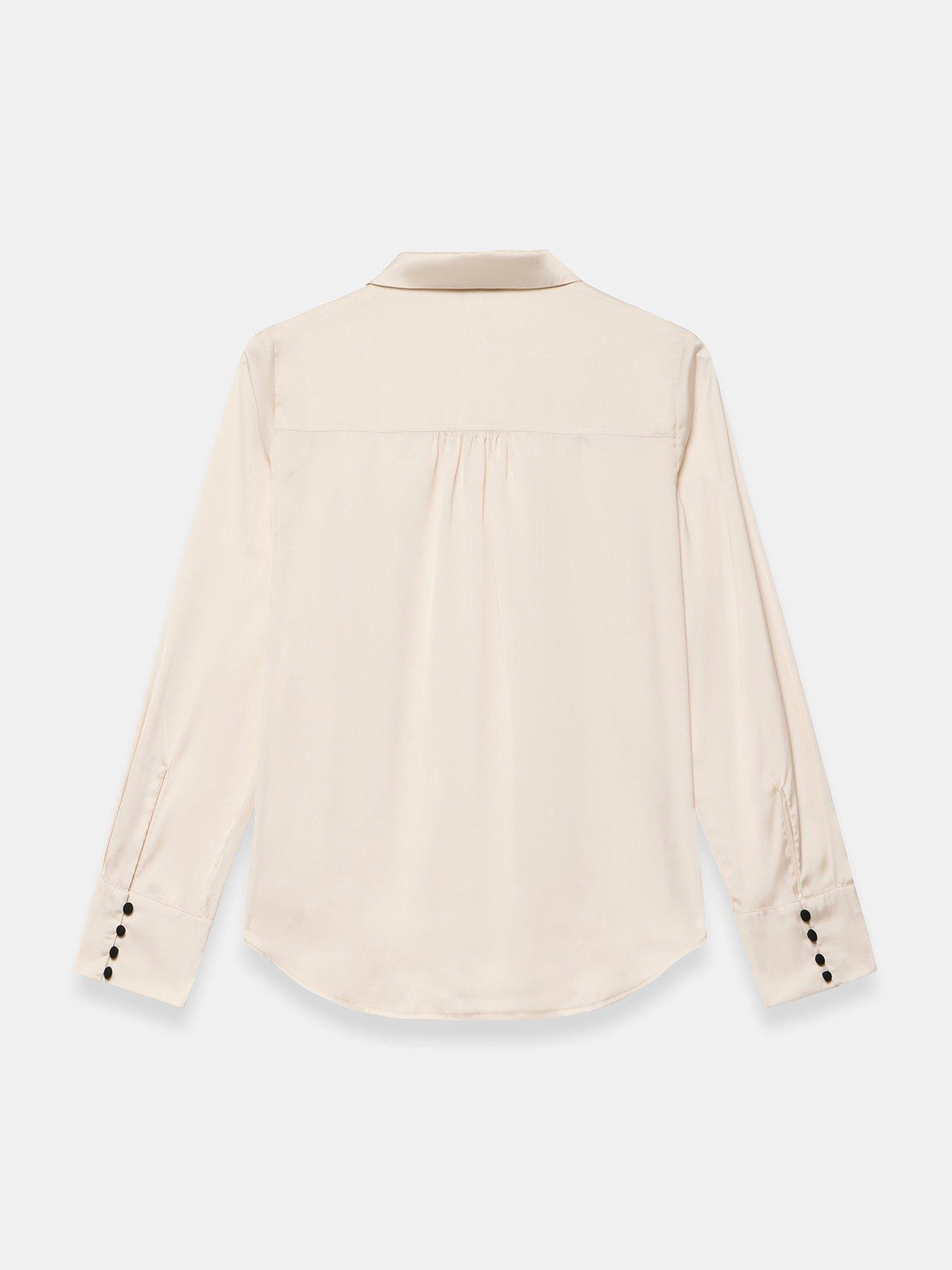 Image 6 of 6 of Mint Velvet Womens Contrast Button Satin Shirt - Cream