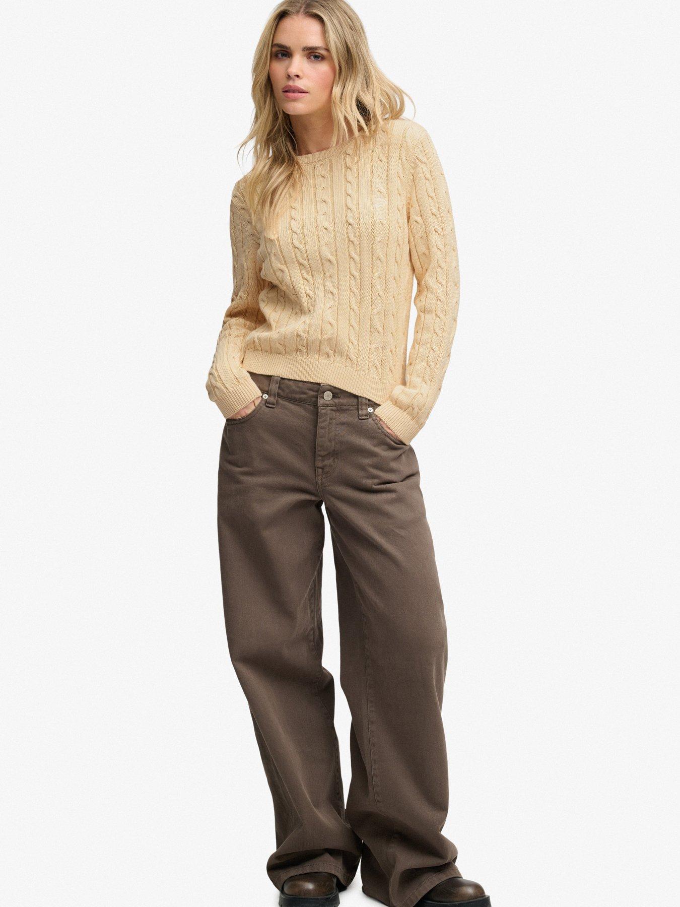 Image 3 of 7 of Superdry Womens SD&amp;CO Cable Knit Relaxed Fit Jumper - Yellow