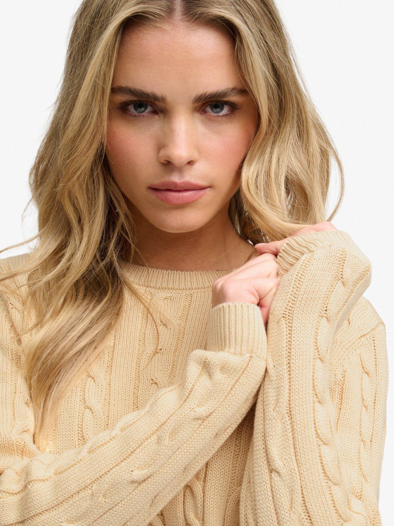 Image 5 of 7 of Superdry Womens SD&amp;CO Cable Knit Relaxed Fit Jumper - Yellow