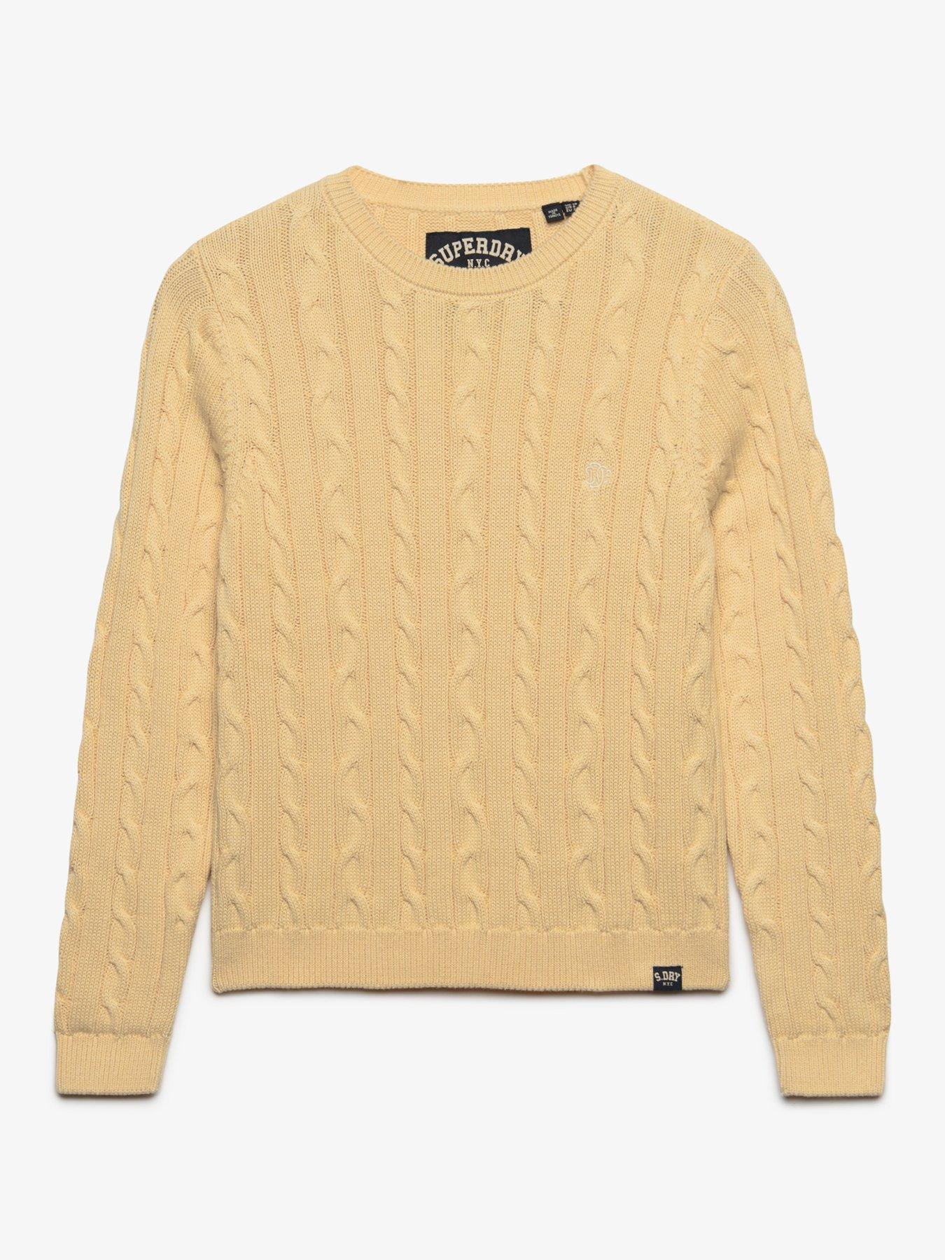 Image 7 of 7 of Superdry Womens SD&amp;CO Cable Knit Relaxed Fit Jumper - Yellow