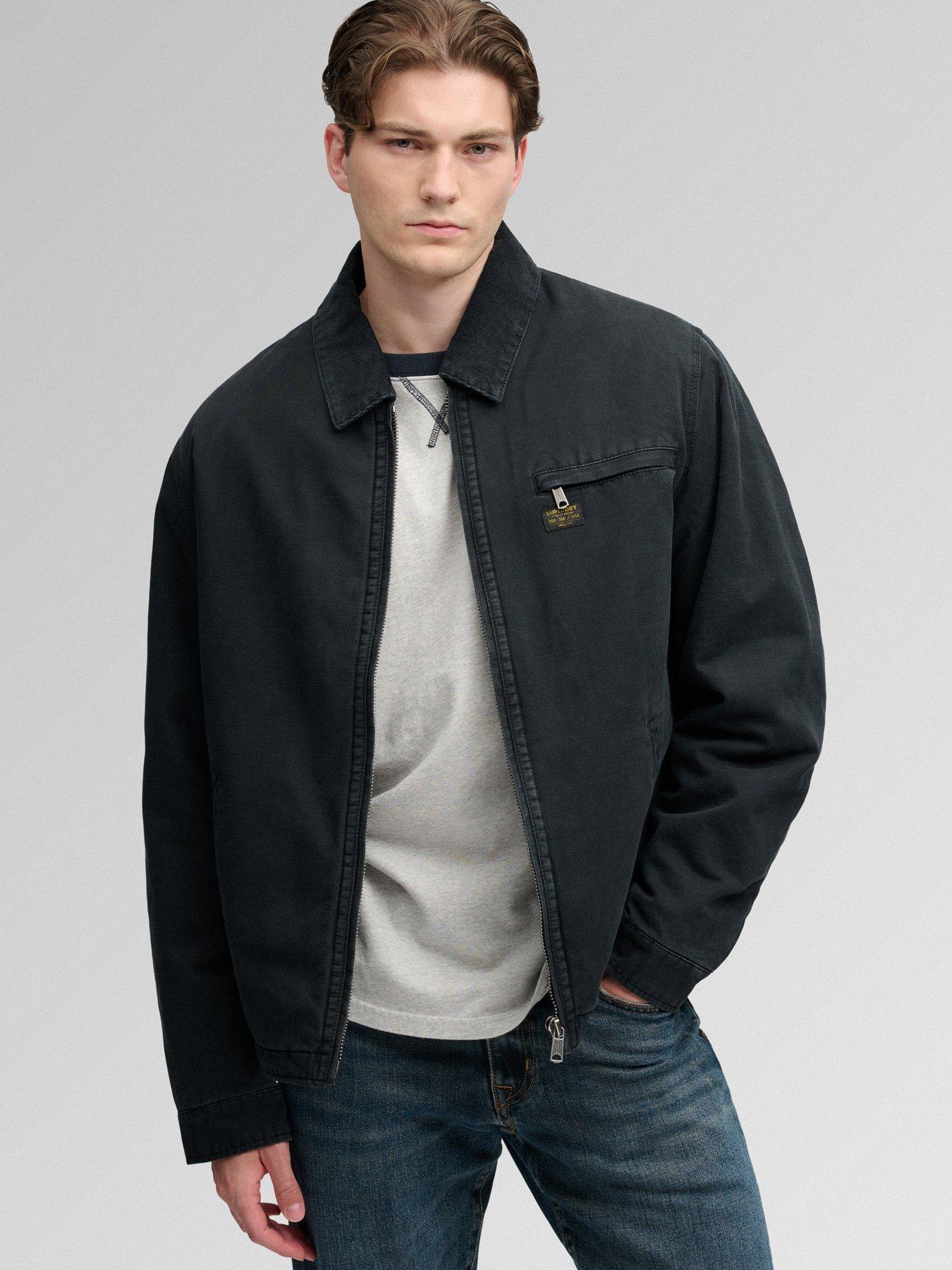Image 1 of 6 of Superdry Mens Workwear Ranch Zip-Through Padded Jacket - Black
