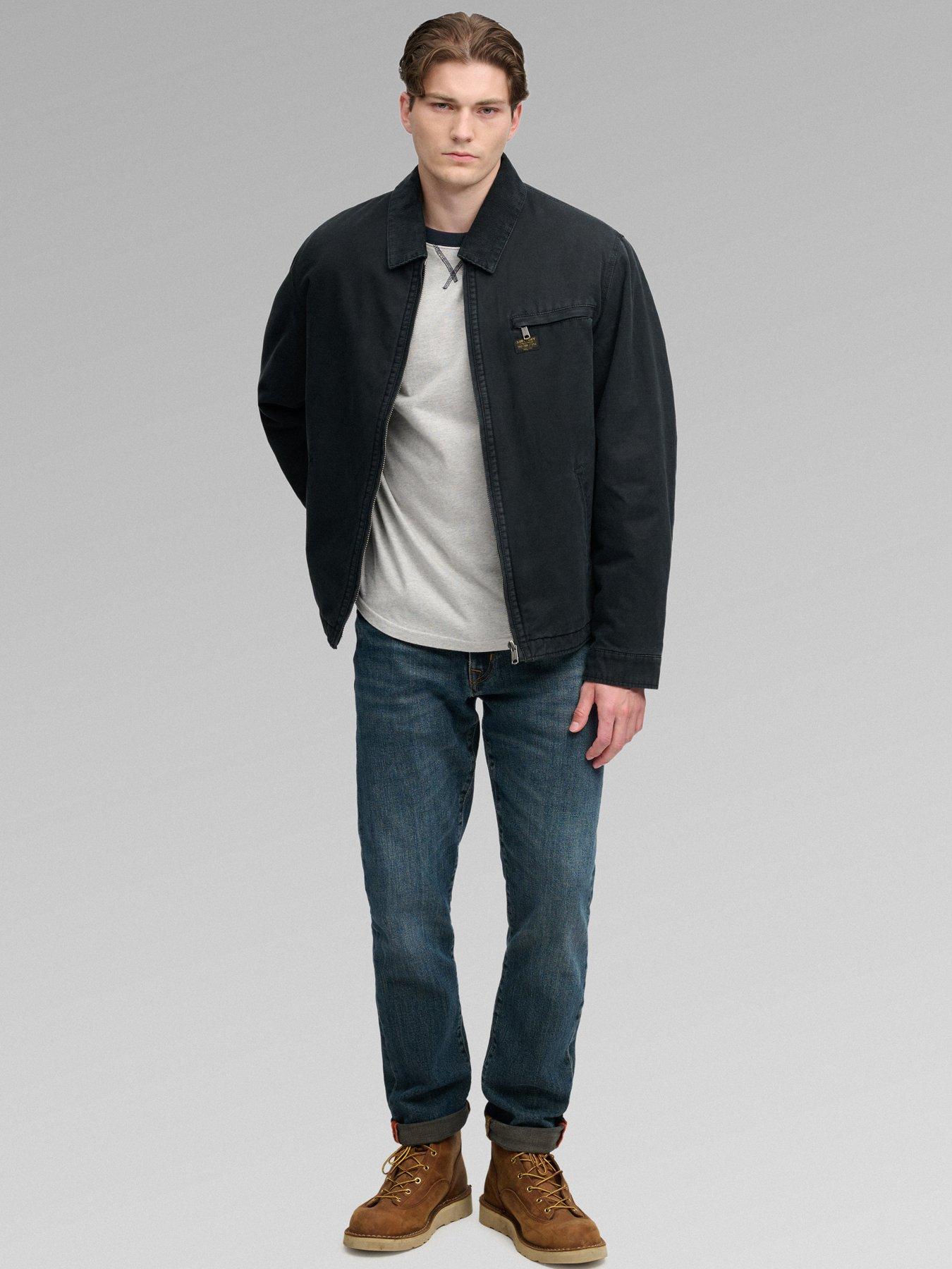 Image 3 of 6 of Superdry Mens Workwear Ranch Zip-Through Padded Jacket - Black