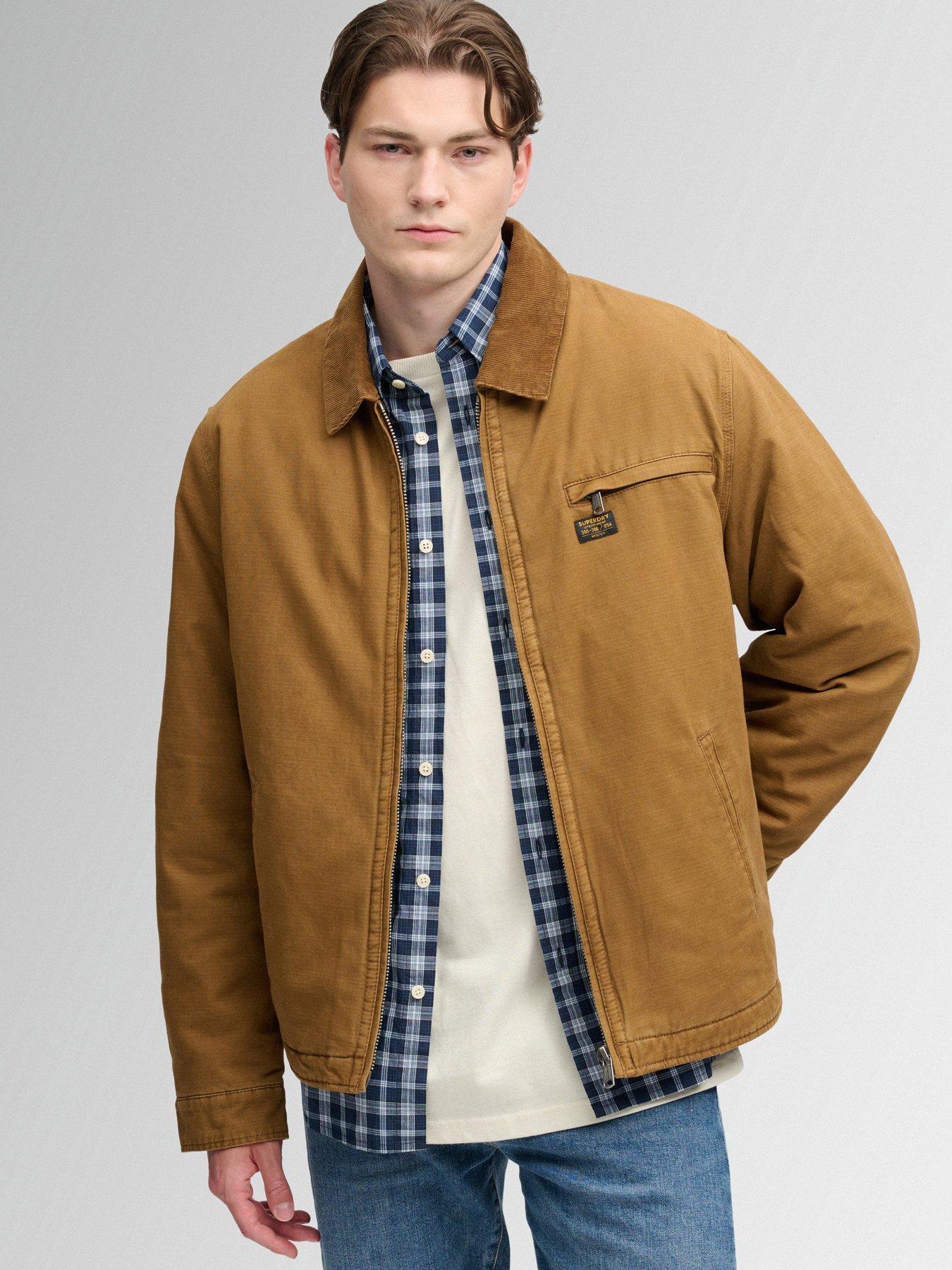 Image 1 of 5 of Superdry Mens Workwear Ranch Lightly Padded Zip Jacket - Brown
