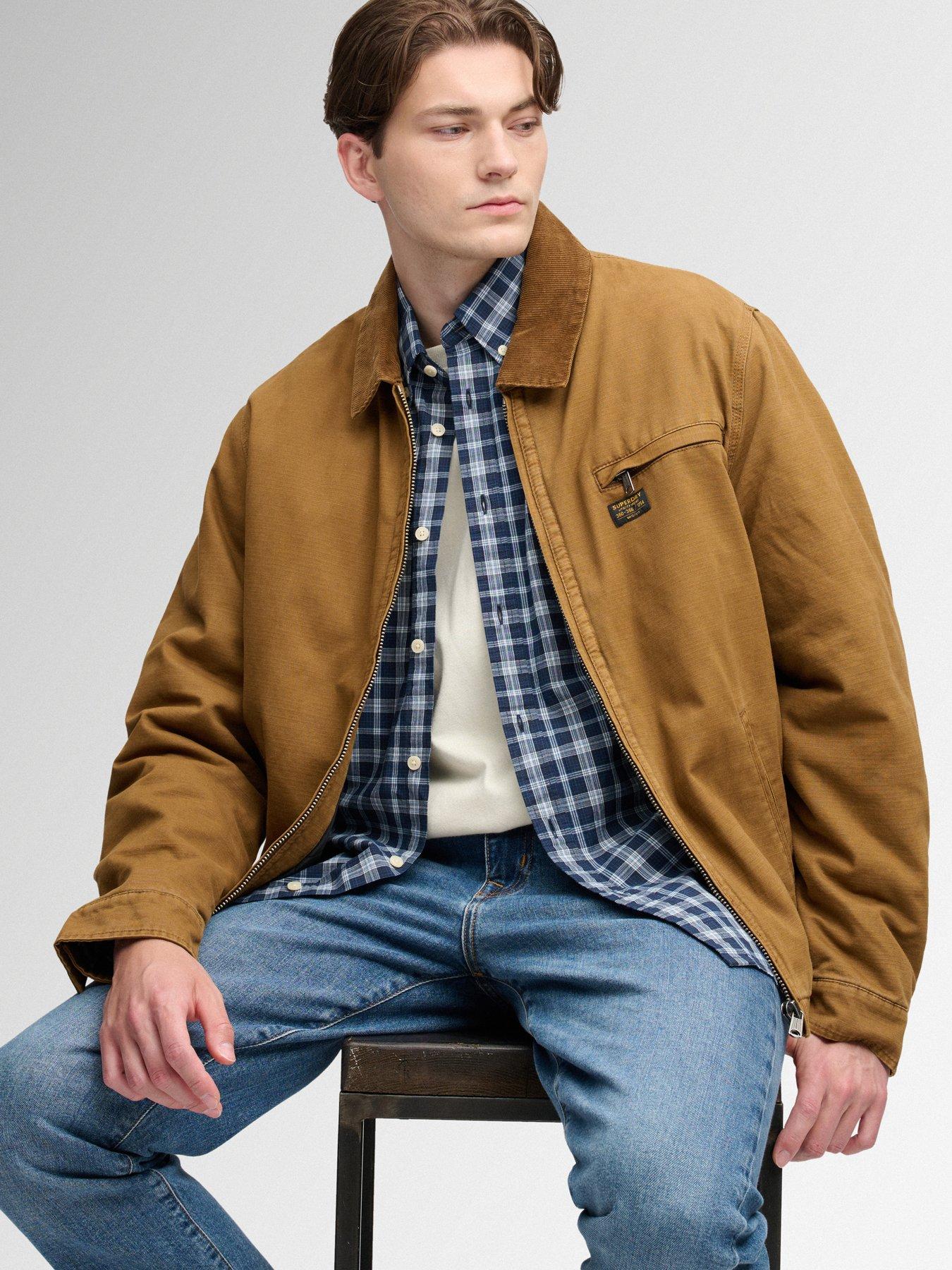 Image 4 of 5 of Superdry Mens Workwear Ranch Lightly Padded Zip Jacket - Brown