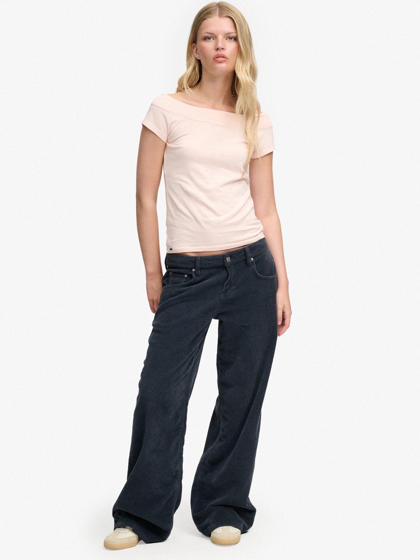 Image 3 of 7 of Superdry Womens Athletic Essentials Bardot Slim Fit Blouse - Pink