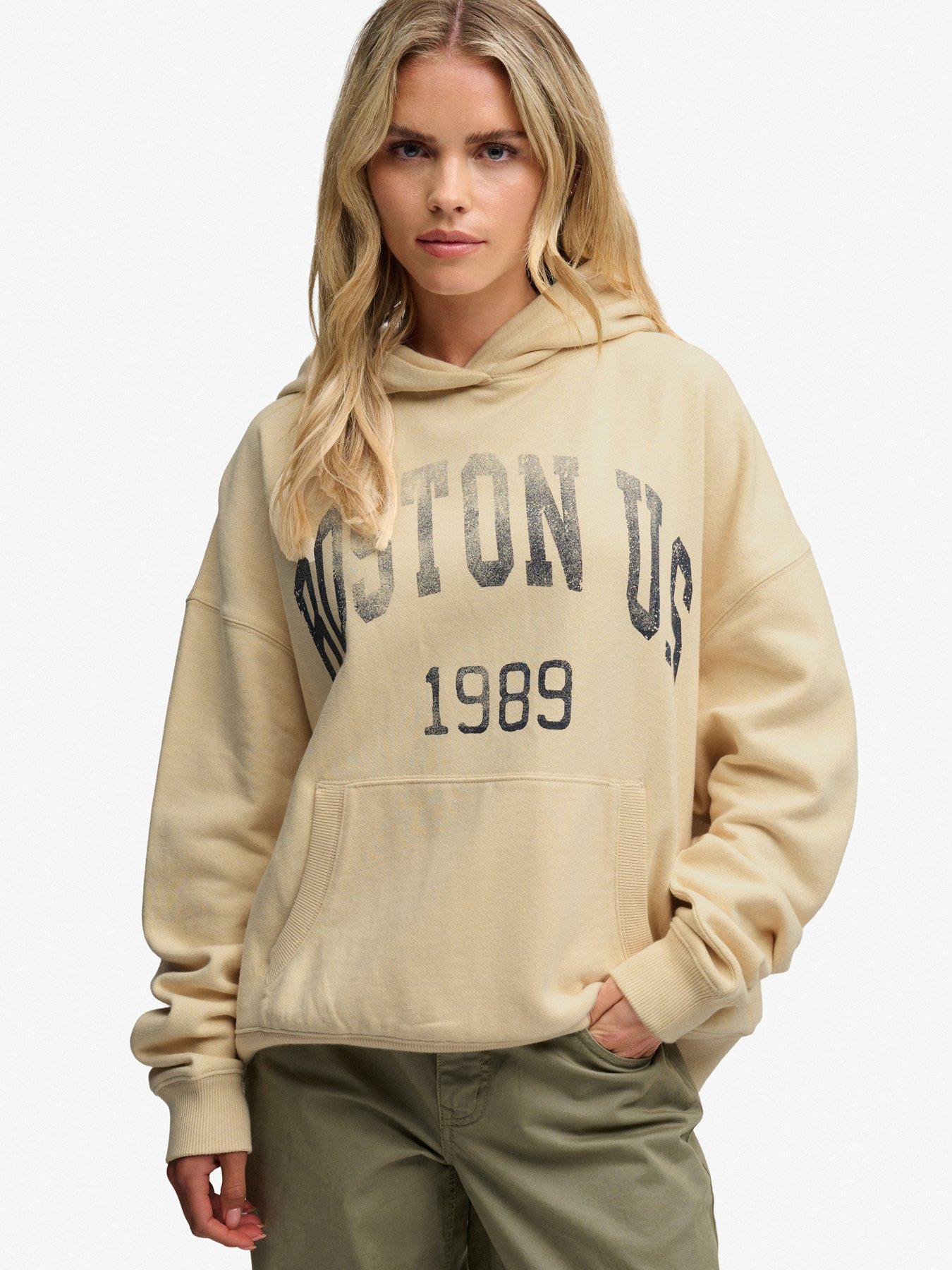 Image 1 of 6 of Superdry Womens Ath Ess Relaxed Graphic Hoodie - Yellow