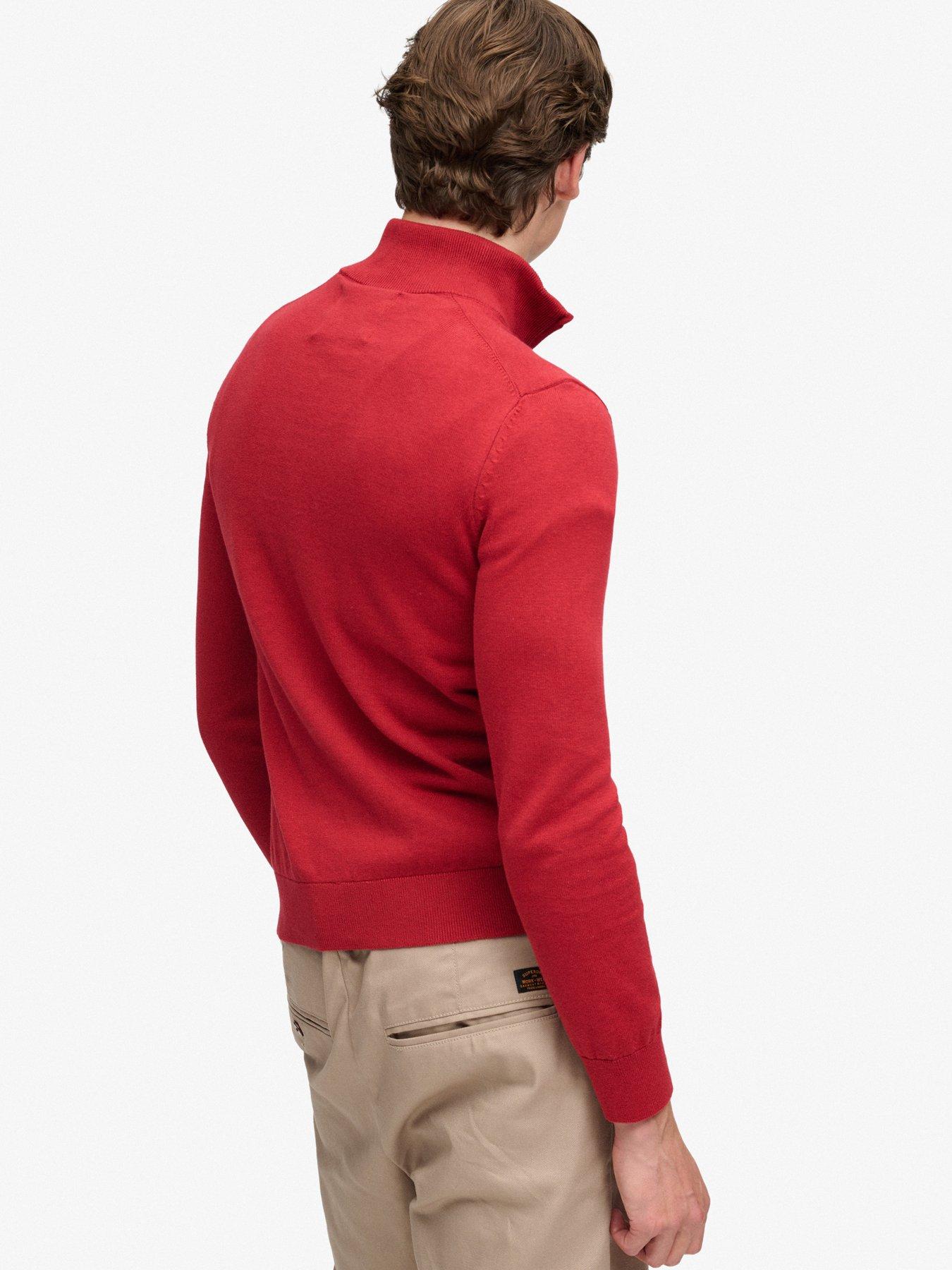 Image 2 of 6 of Superdry Superdry Prep Essential Cotton Half Zip Jumper - Red