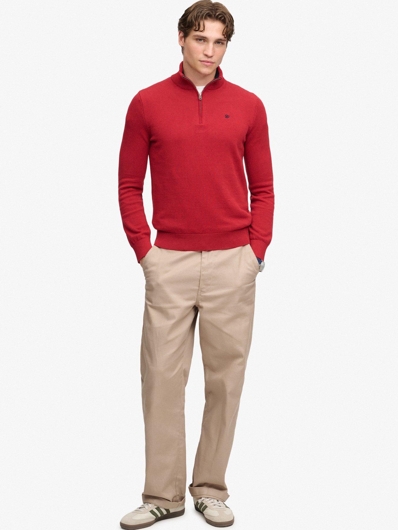 Image 3 of 6 of Superdry Superdry Prep Essential Cotton Half Zip Jumper - Red