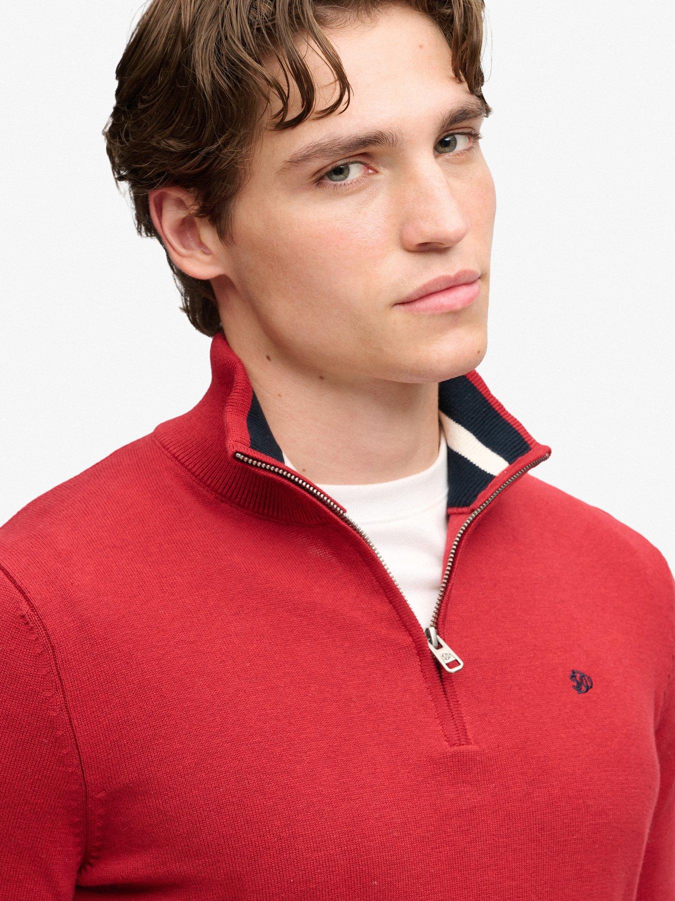 Image 5 of 6 of Superdry Superdry Prep Essential Cotton Half Zip Jumper - Red