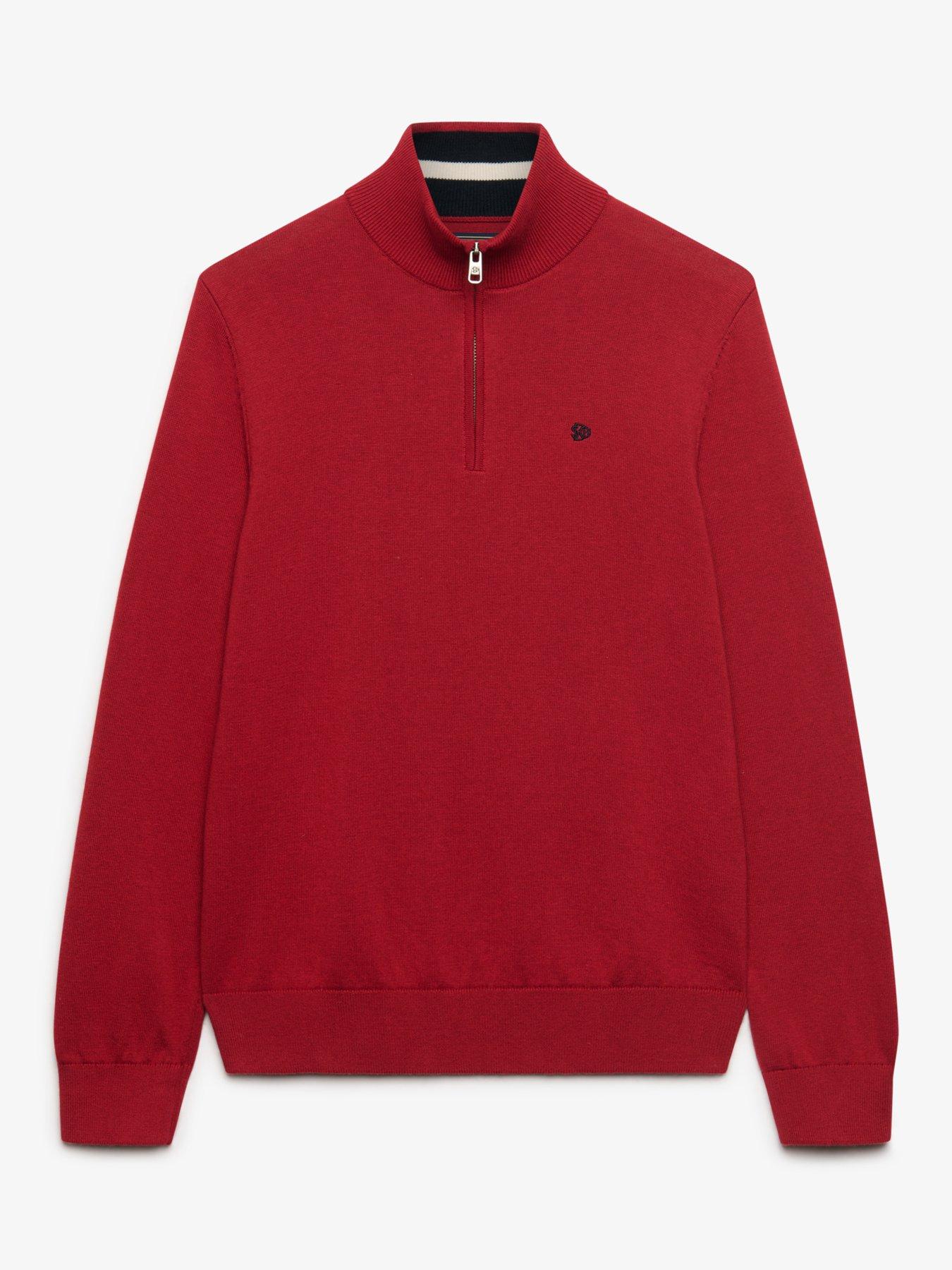 Image 6 of 6 of Superdry Superdry Prep Essential Cotton Half Zip Jumper - Red
