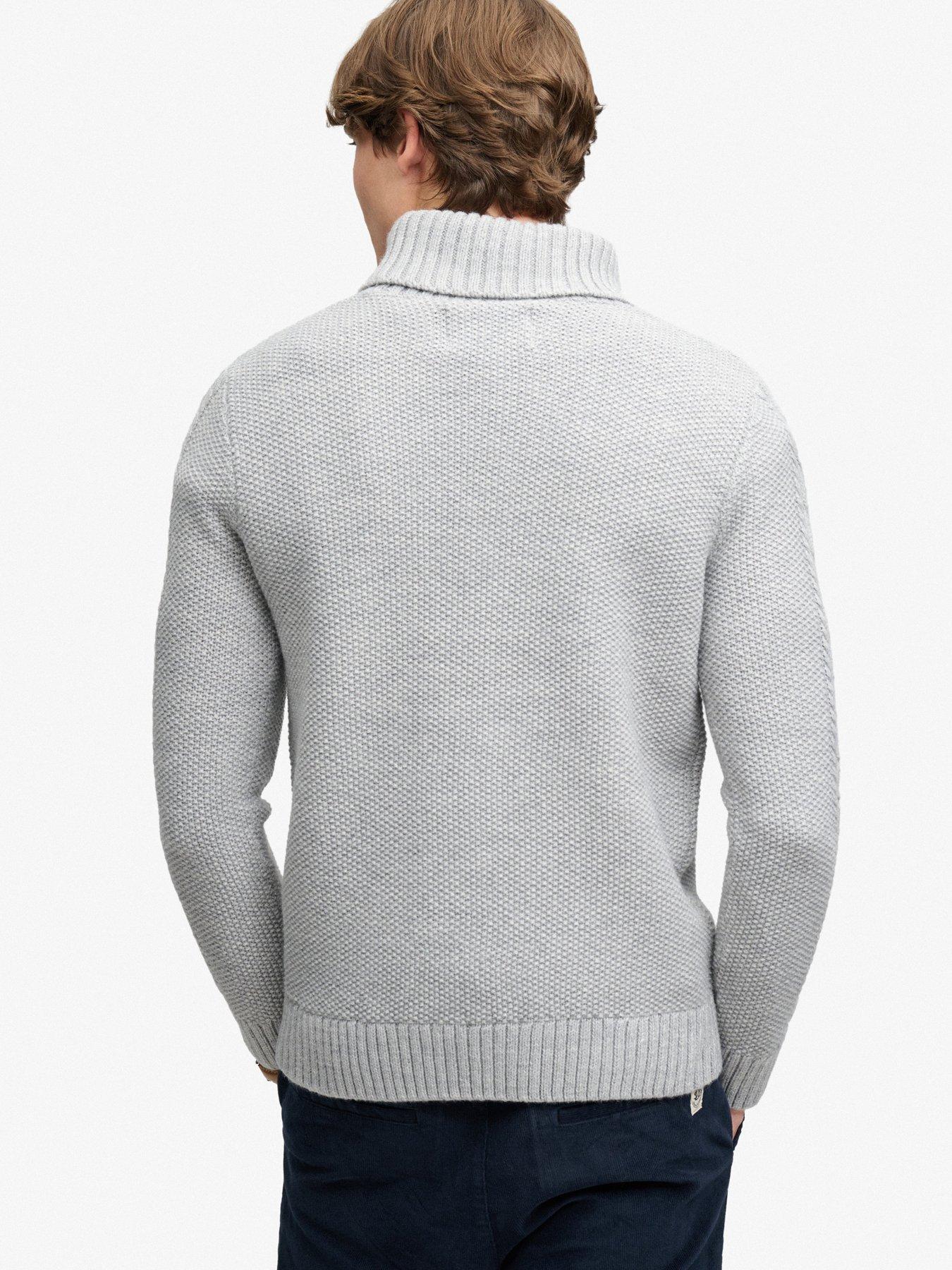 Image 2 of 6 of Superdry Superdry Jacob Cable Roll Neck Jumper - Grey